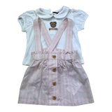 Moschino Completo 2 Pezzi Salopette-T-Shirt Bicolore per Neonata MAG00Z BIANCO/ROSA MOSCHINO 