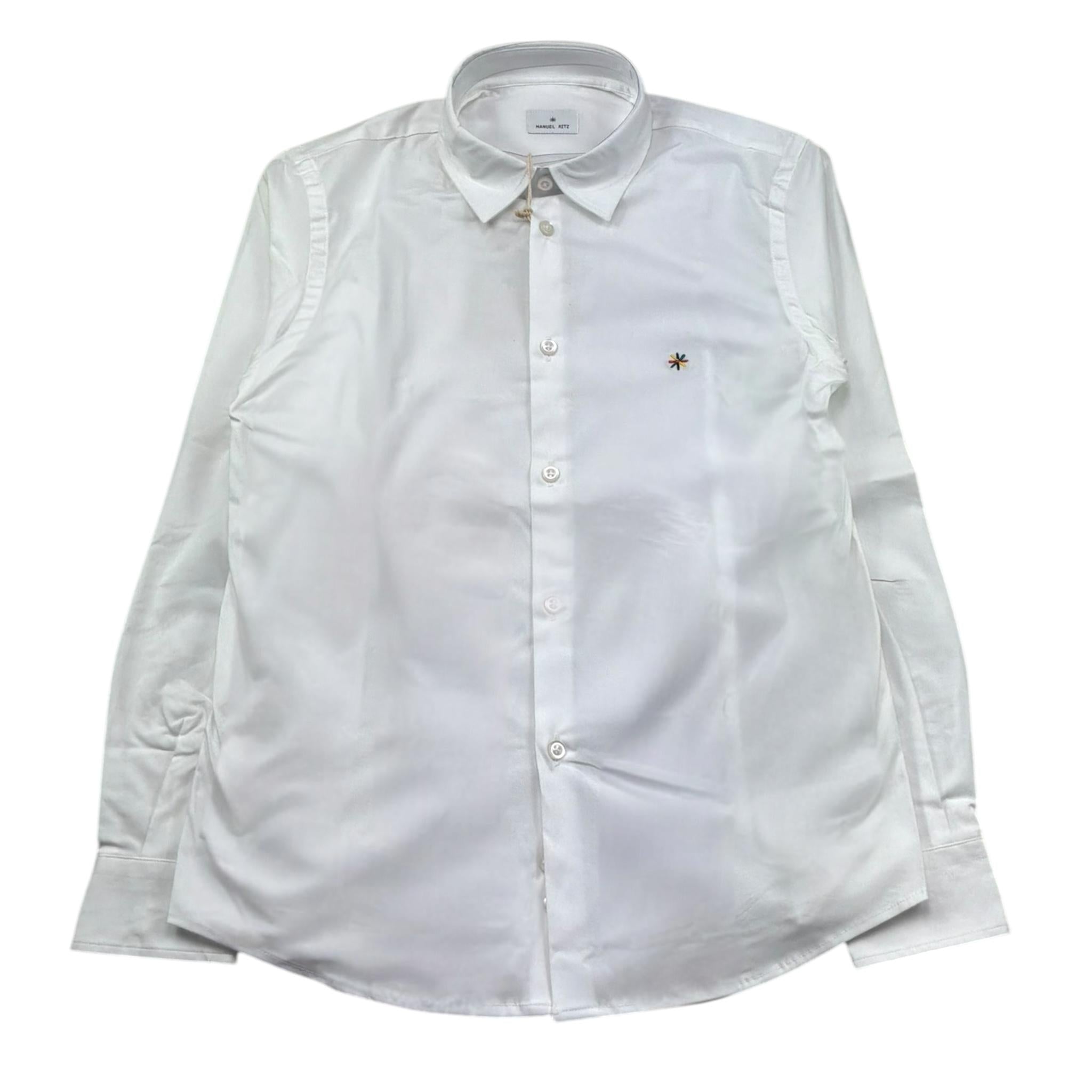 Manuel Ritz Camicia Manica Lunga Tinta Unita con Logo per Bambino MR0263 BIANCO MANUEL RITZ 