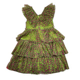 Met Abito Giromanica Tinta Unita Fantasia Maculata per Bambina ME302 VERDE MET 