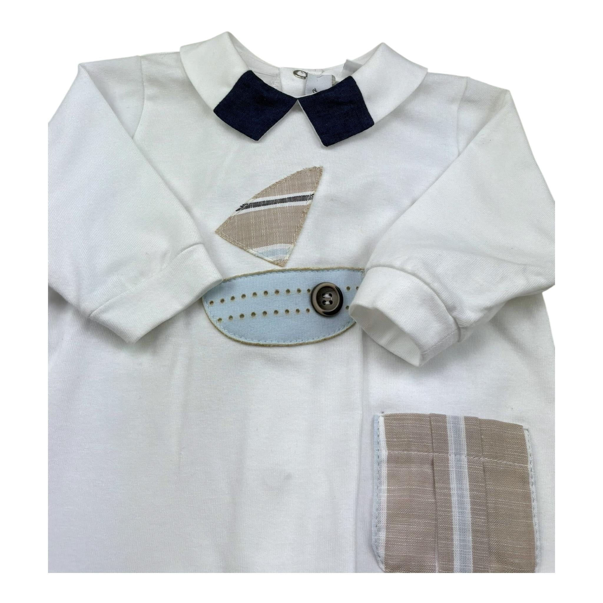 I Delfi Tutina Manica Lunga Tinta Unitacon Profili In Contrasto per Neonato 25P5310 BIANCO I DELFI 