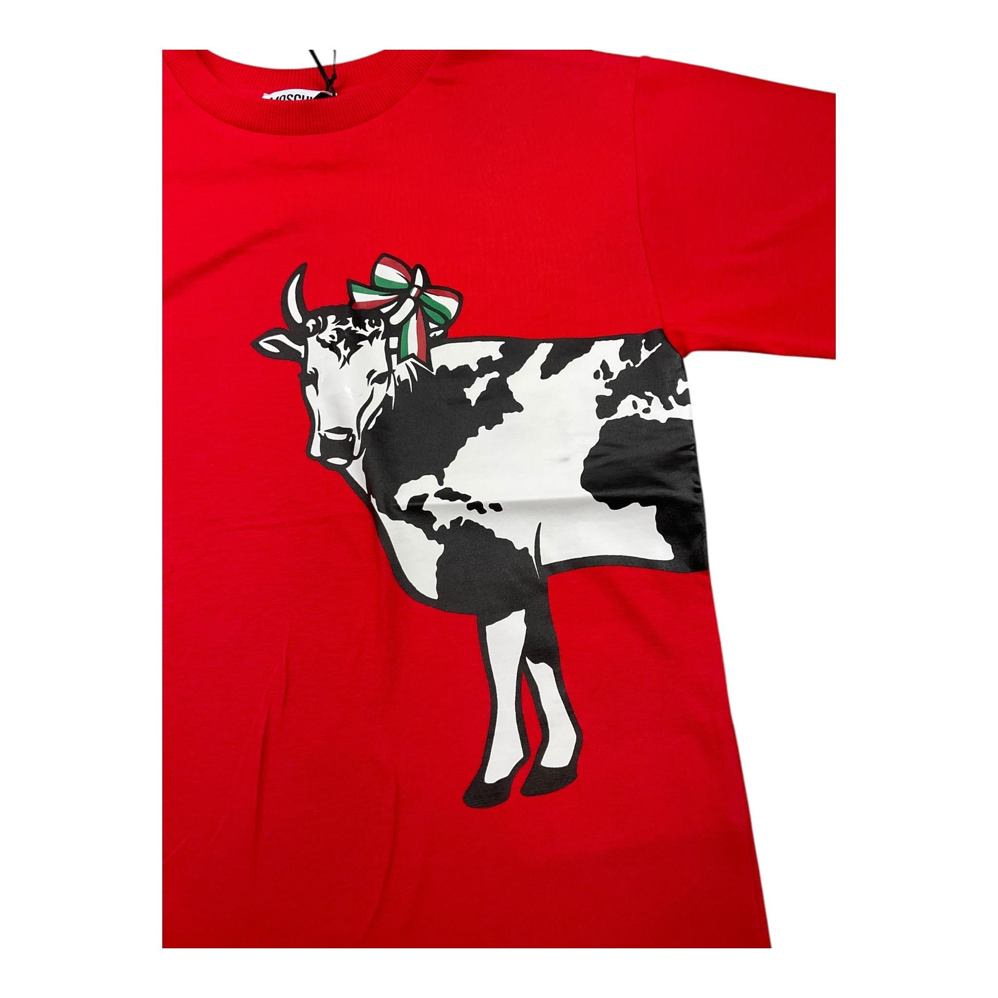 MOSCHINO t-shirt girocollo tinta unita con stampa Rosso per Bambina HWM05G ROSSO MOSCHINO 