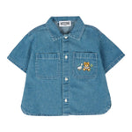 Moschino Camicia In Denim Tinta Unita Mezza Manica per Bambina MUC01FJ BLU MOSCHINO 