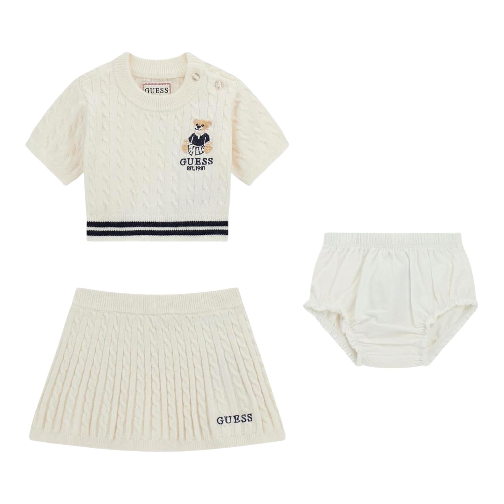Guess Completo 3 Pezzi Maglia-Gonna-Mutandina per Neonata A5RG13Z37L1 PANNA GUESS 