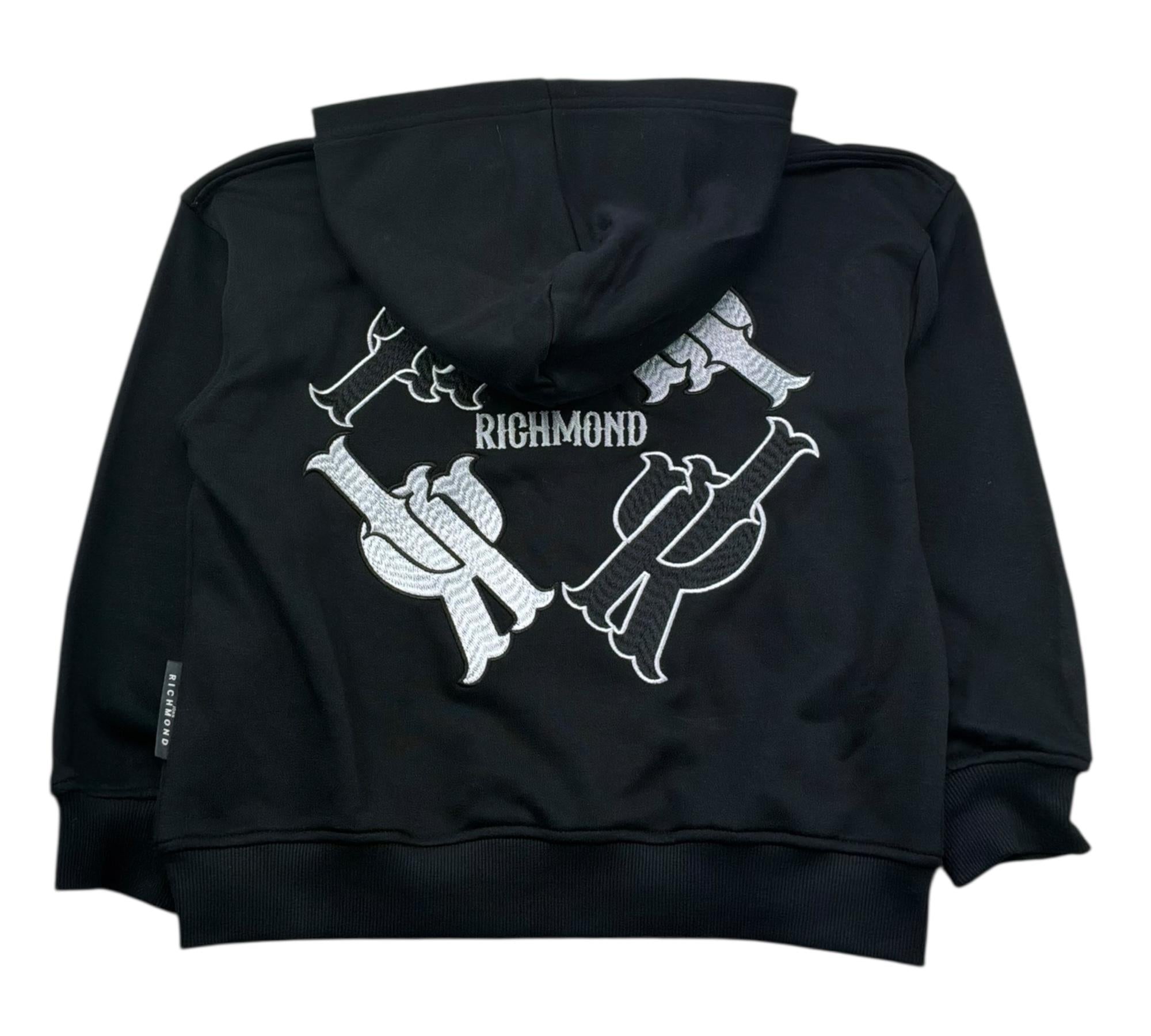 John Richmond Felpa con Zip E Cappuccio Tinta Unita per Bambina RGP26057FE NERO JOHN RICHMOND 