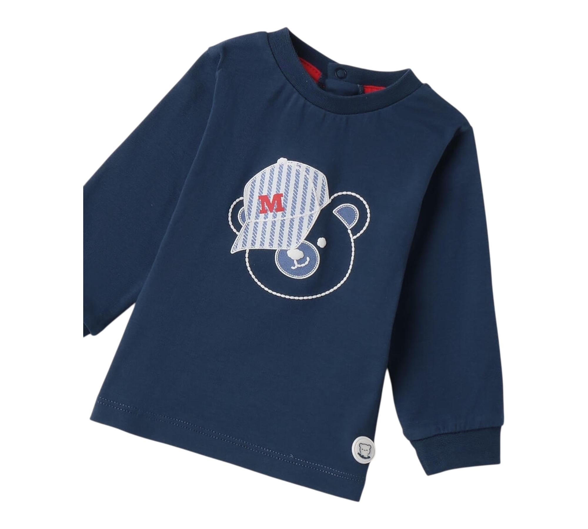 Minibanda Shirt Girocollo Tinta Unita con Stampa per Neonato 3B612 BLU MINIBANDA 