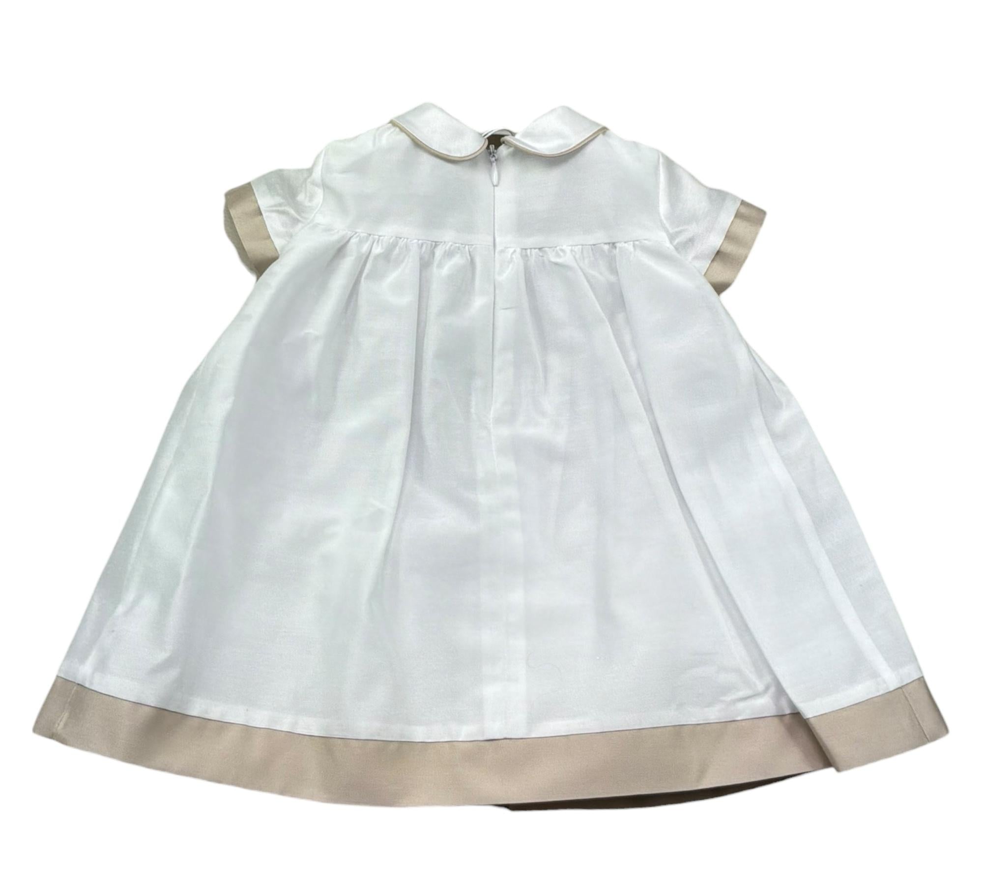 Le Bebe Abito Mezza Manica Tinta Unita con Profili In Contrasto per Neonata LBG6340 BIANCO LE BEBE 