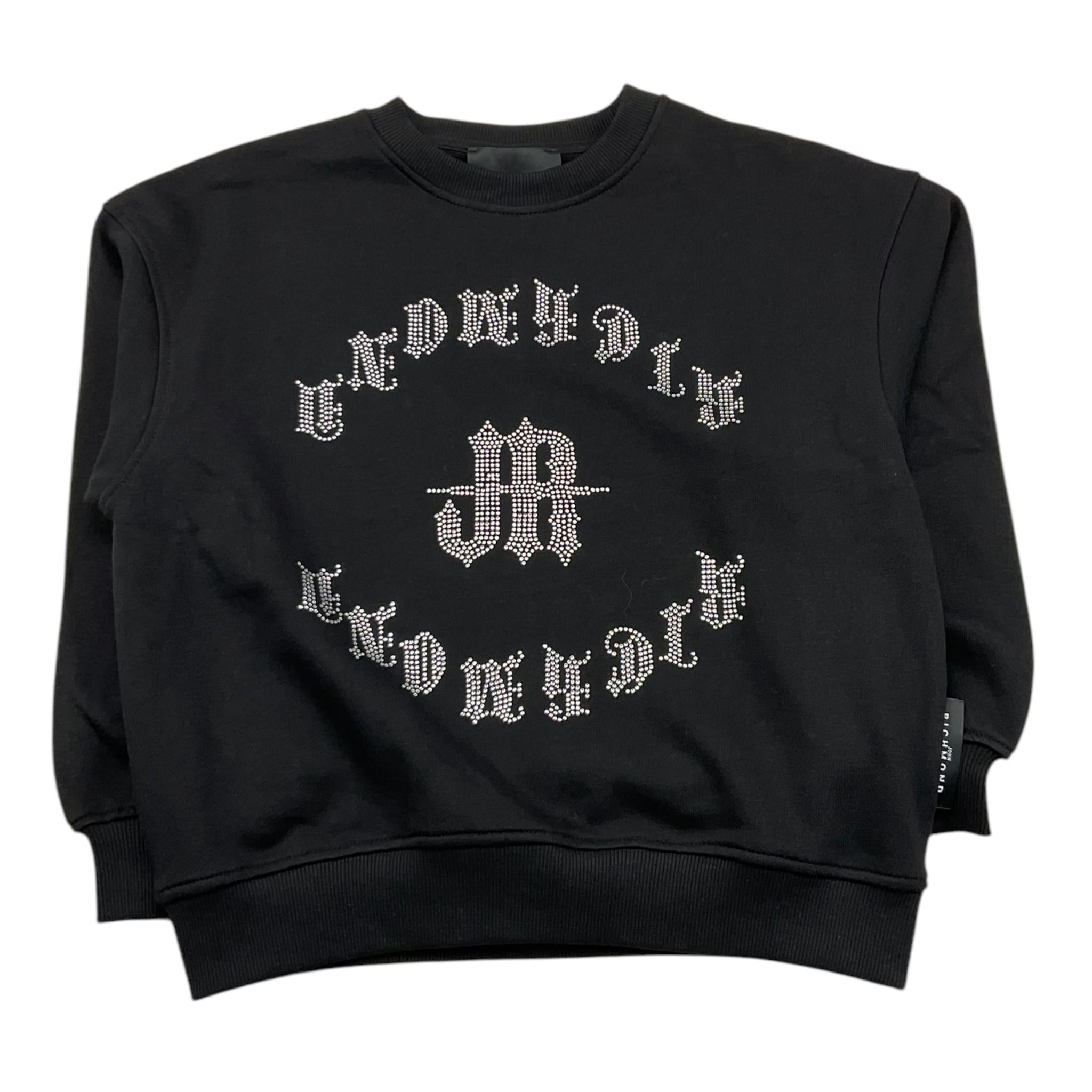 JOHN RICHMOND felpa chiusa girocollo tinta unita con brillantini Nero per Bambina RGA25062FE NERO JOHN RICHMOND 