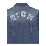 John Richmond Giubbino In Denim Tinta Unita con Stampa per Bambino RBP25156GB BLU JOHN RICHMOND 