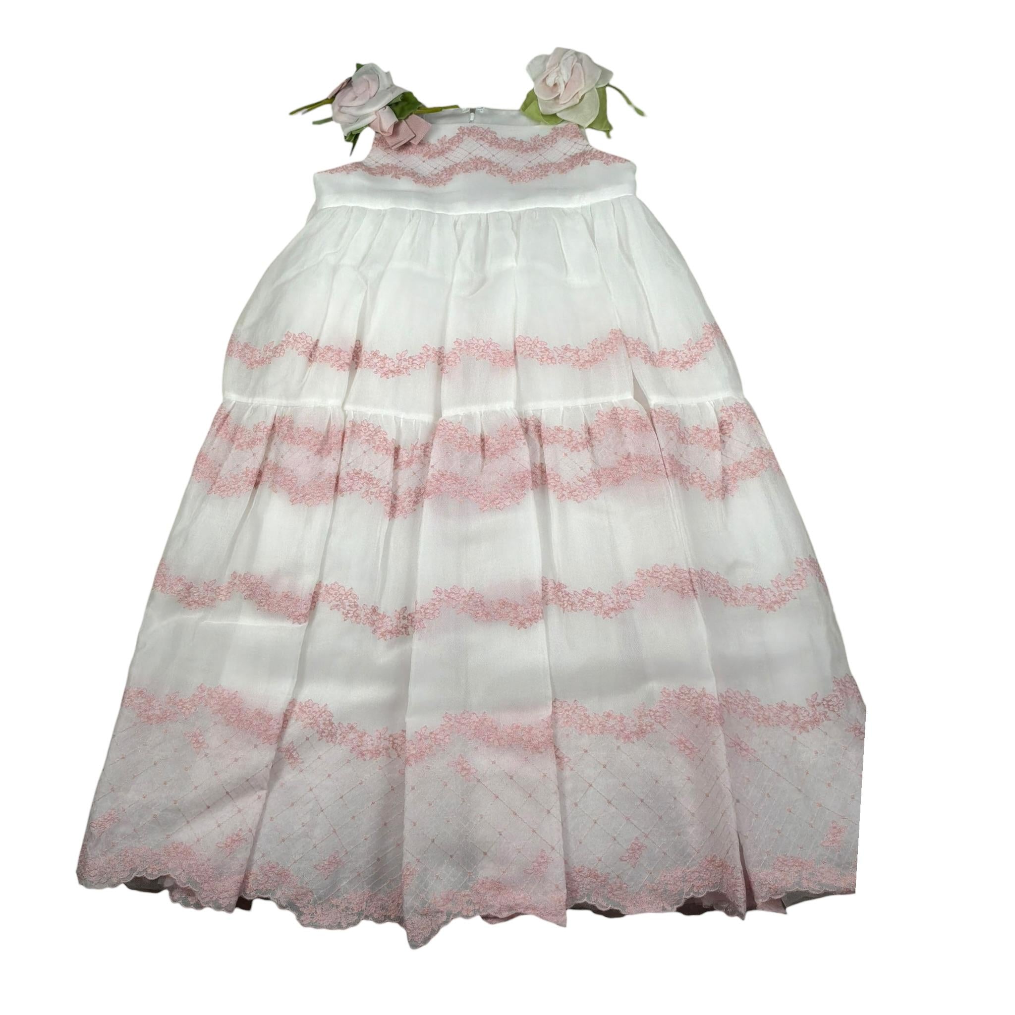 Raffaella Abito Cerimonia Tinta Unia con Ricami  per Bambina BABYAB BIANCO RAFFAELLA 