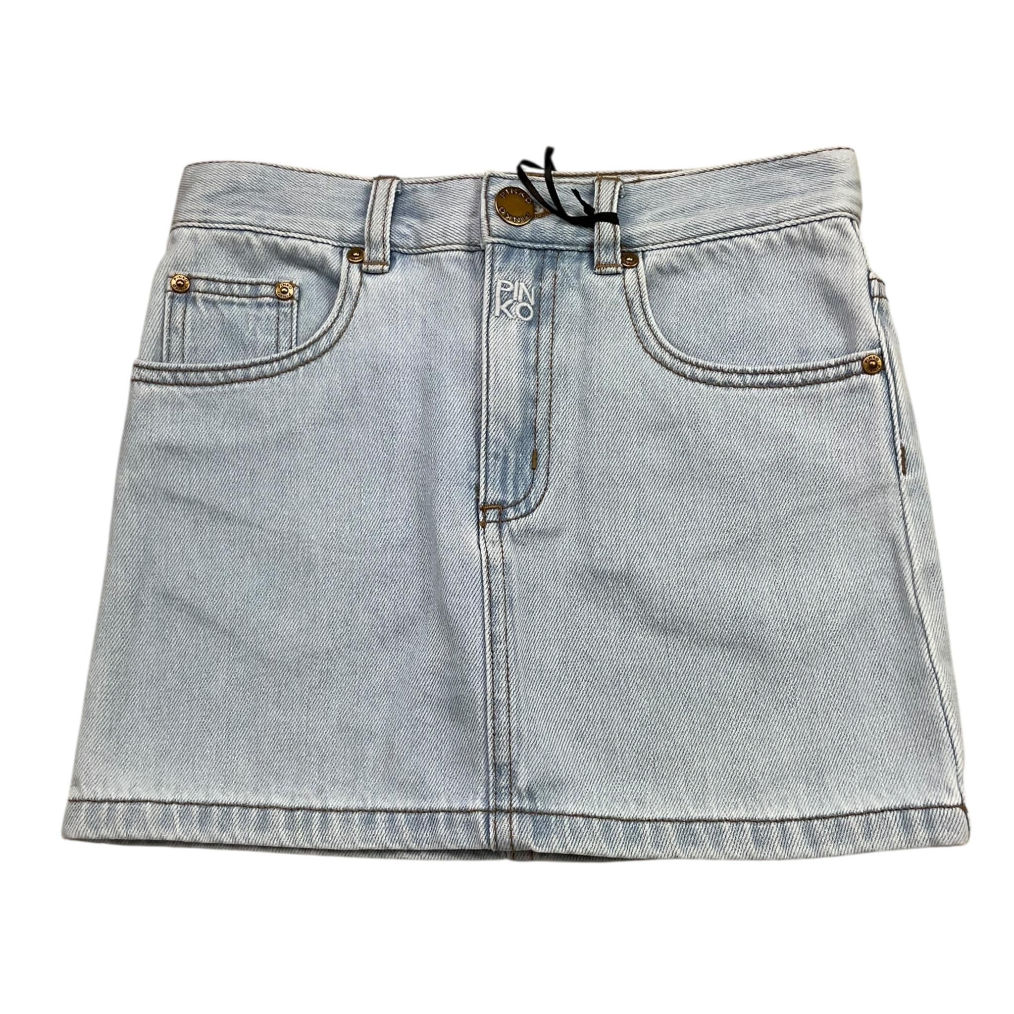 Pinko Gonna In Denim Tinta Unita con Girovita Regolabile per Bambina KFG0001 AZZURRO PINKO 