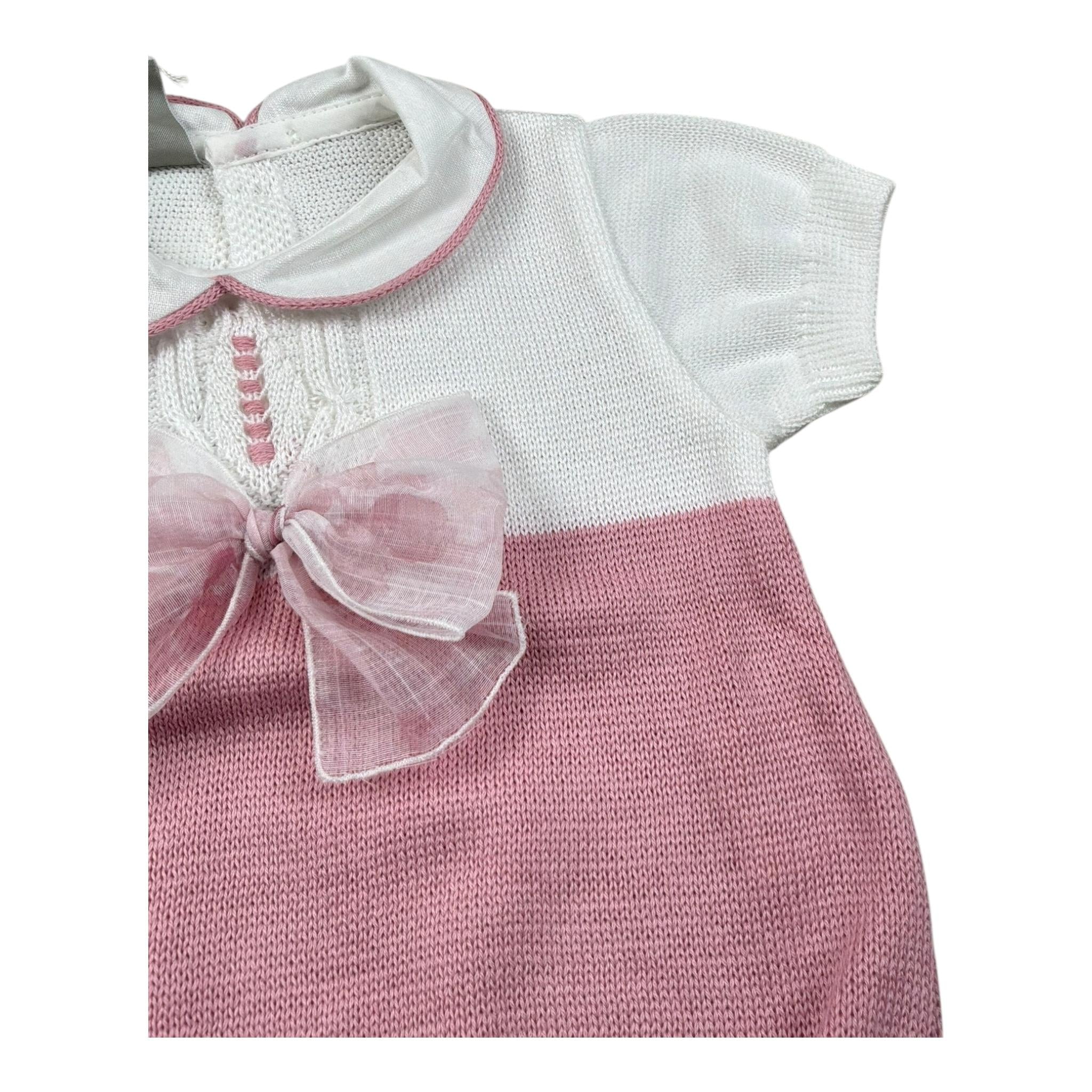 Marlu' Pagliaccetto Bicolore Mezza Manica per Neonata EB2323 BIANCO/ROSA MARLU' 