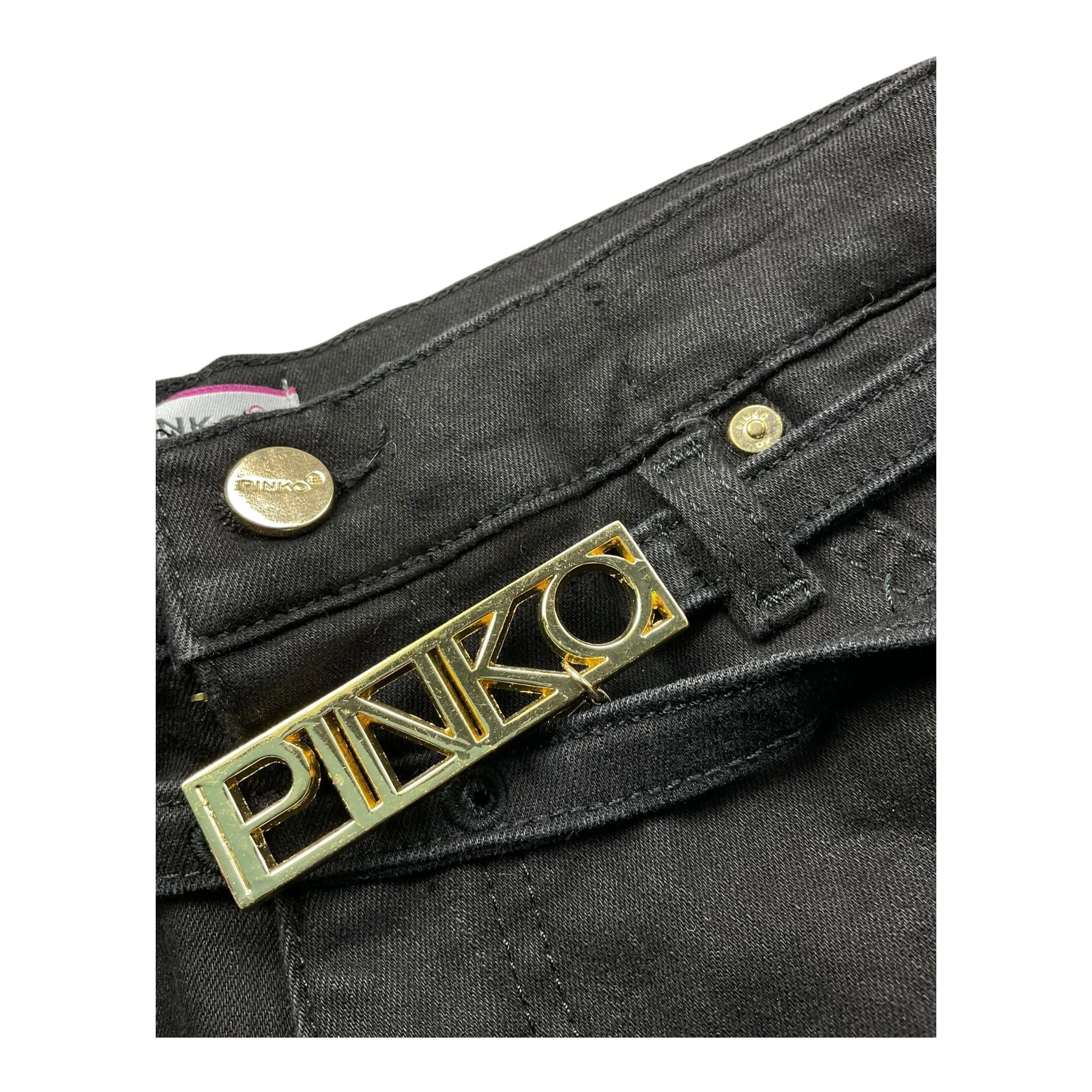 PINKO short tinta unita con cintura logo Nero per Bambina F4PIJGST002X NERO PINKO 