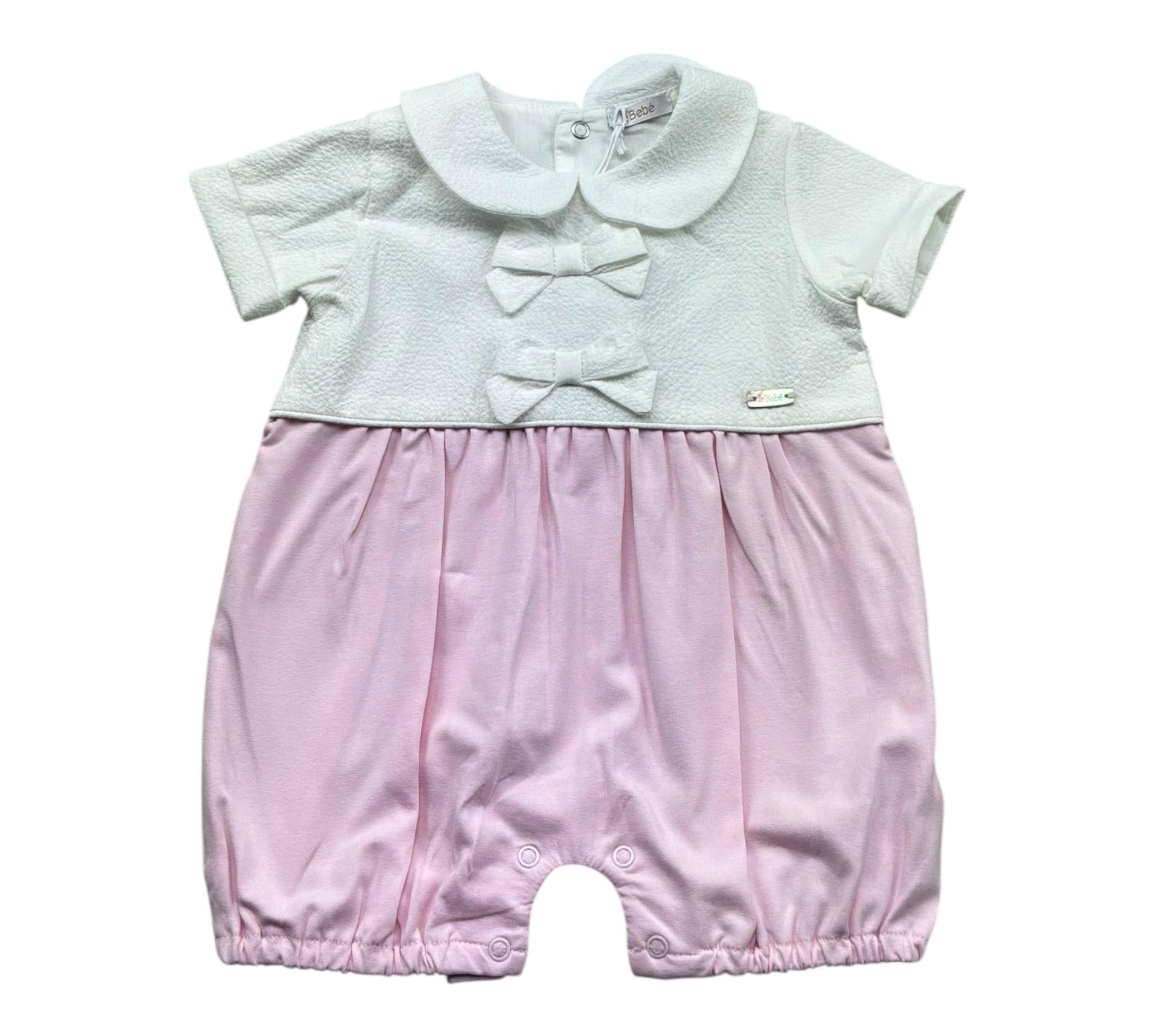 Le Bebe Pagliaccetto Mezza Manica Bicolore per Neonata LBG6300 BIANCO/ROSA LE BEBE 