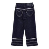 Monnalisa Jeans Tinta Unita Modello Palazzo per Bambina 19E406 BLU MONNALISA 