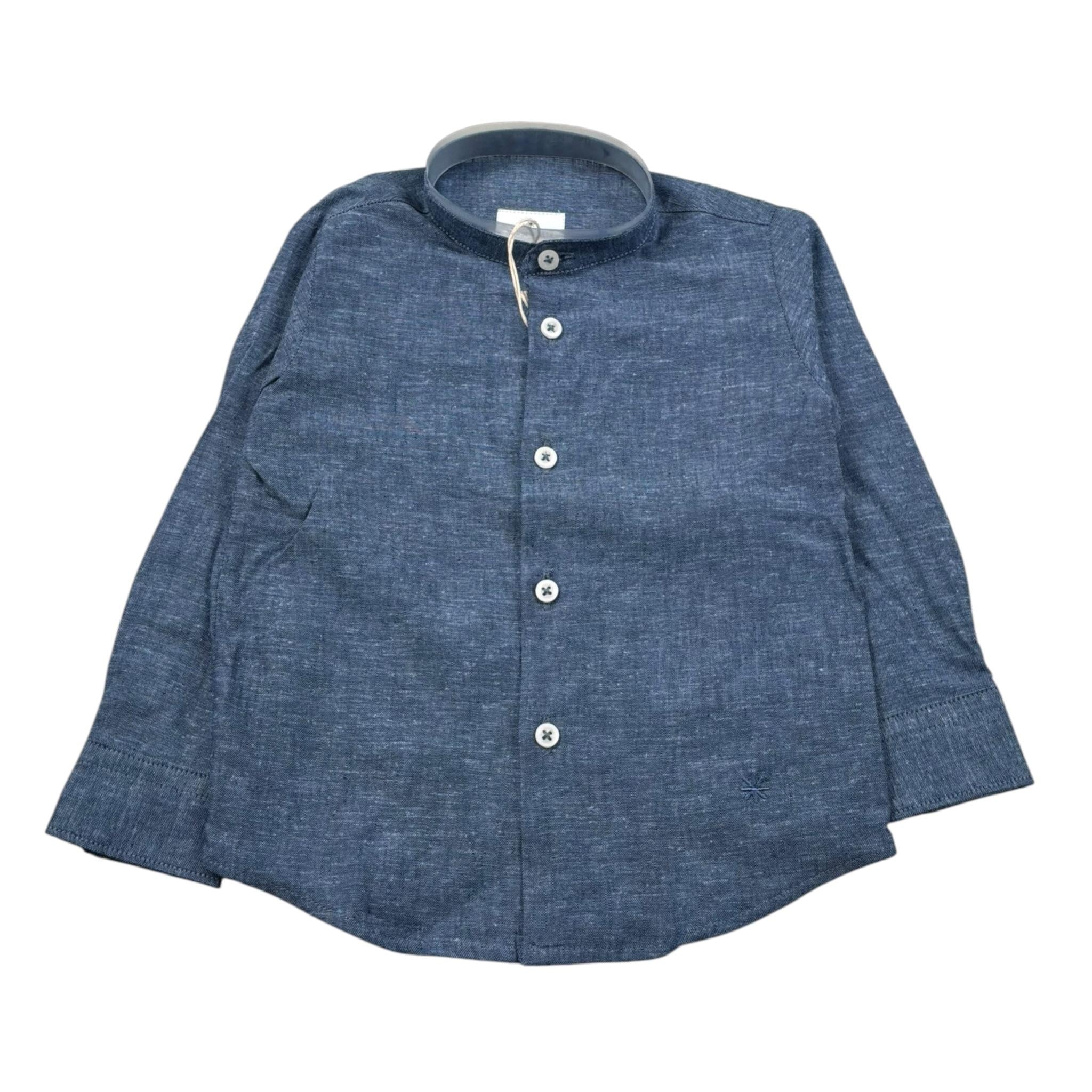 Manuel Ritz Camicia Manica Lunga tinta unita Collo Coreano Blu per Neonato MR2493 BLU MANUEL RITZ 