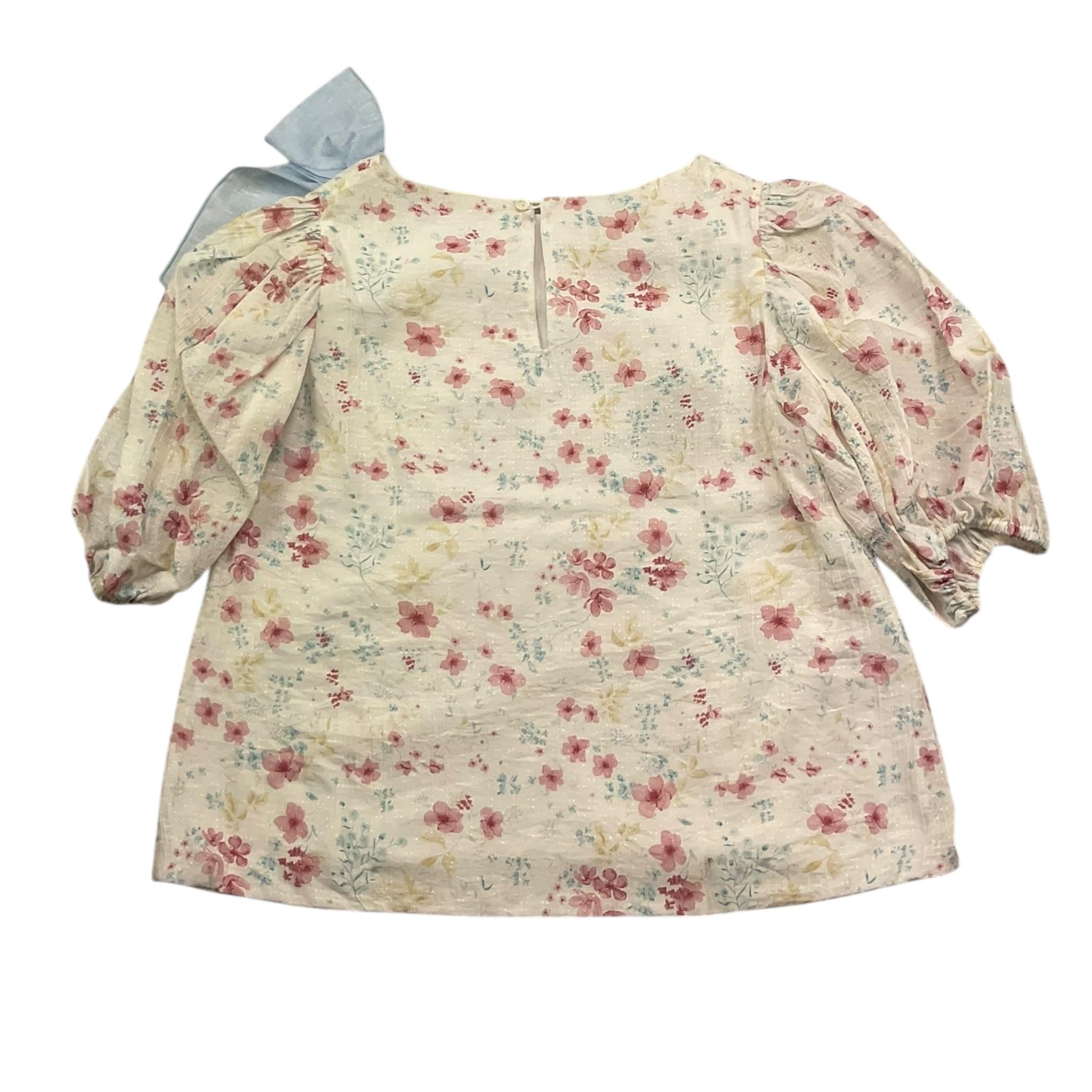 La Stupenderia Camicia Mezza Manica Tinta Unita Fantasia Floreale per Bambina TJTP94 BIANCO LA STUPENDERIA 