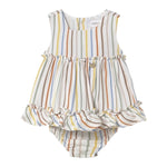 Mayoral Abito Tinta Unita Set con Coulotte Fantasia A Righe per Neonata 1844 BIANCO MAYORAL 