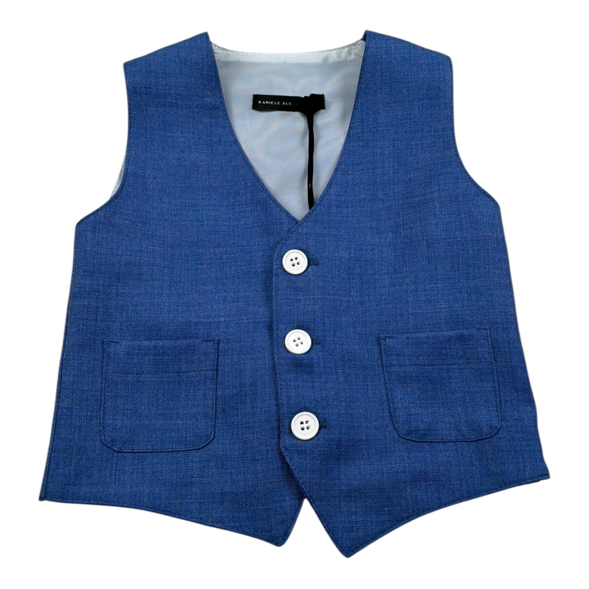 Daniele Alessandrini Gilet Tinta Unita con Bottoni per Bambino 1296B00052 BLU DANIELE ALESSANDRINI 