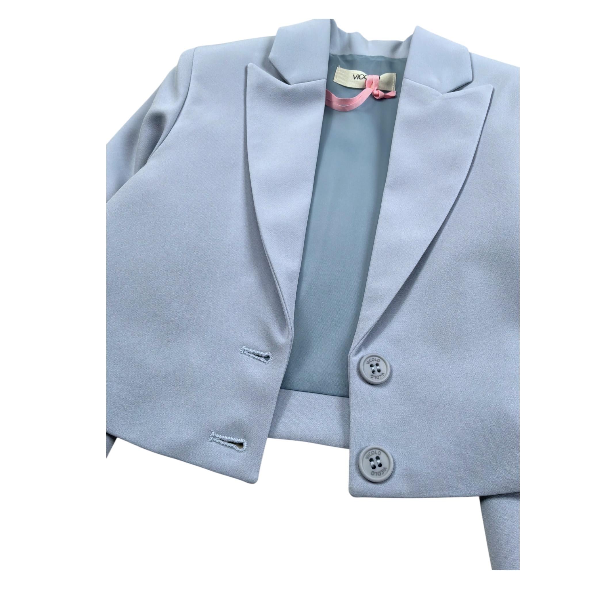 Vicolo Giacca Tinta Unita Crop per Bambina 3145JY00084 CELESTE VICOLO 