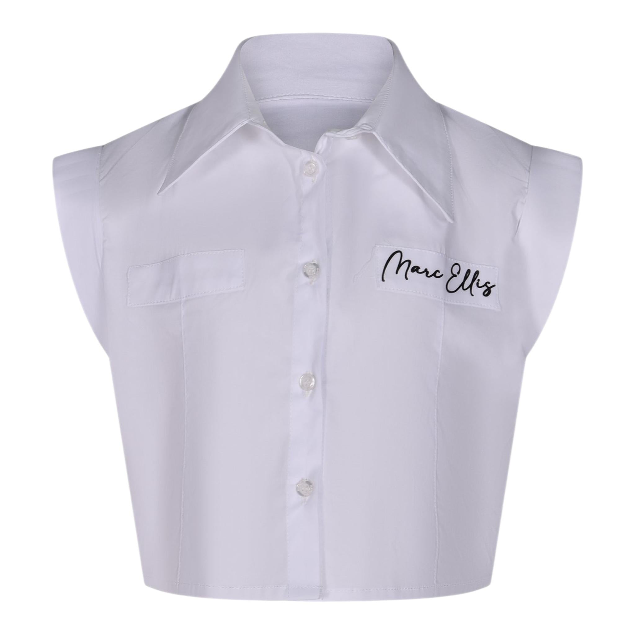 Marc Ellis Camicia Mezza Manica Tinta Unita con Logo per Bambina JMJSH01176XX BIANCO MARC ELLIS 