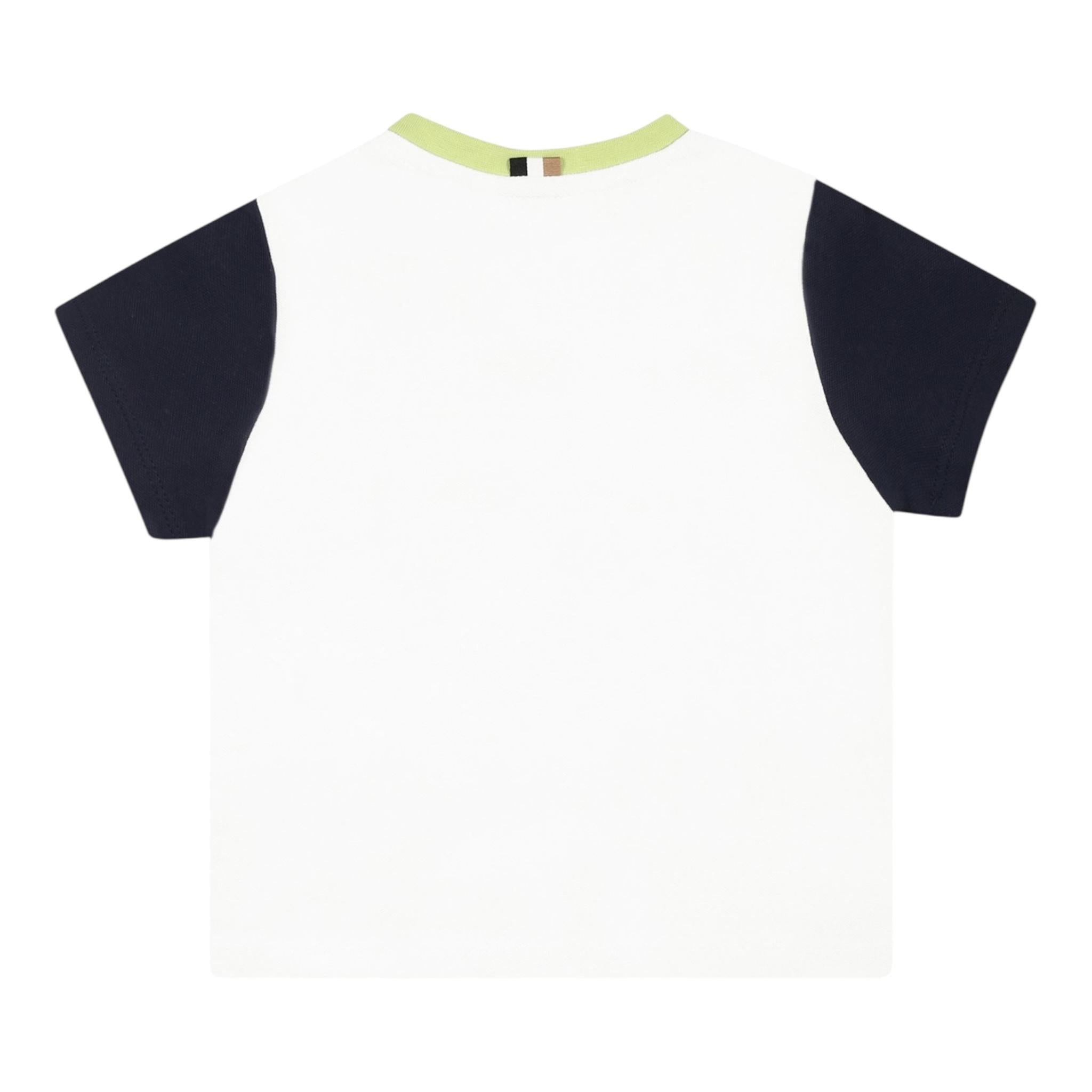 Boss T-Shirt Girocollo Tinta Unita con Maniche In Contrasto per Neonato J52112 BIANCO BOSS 