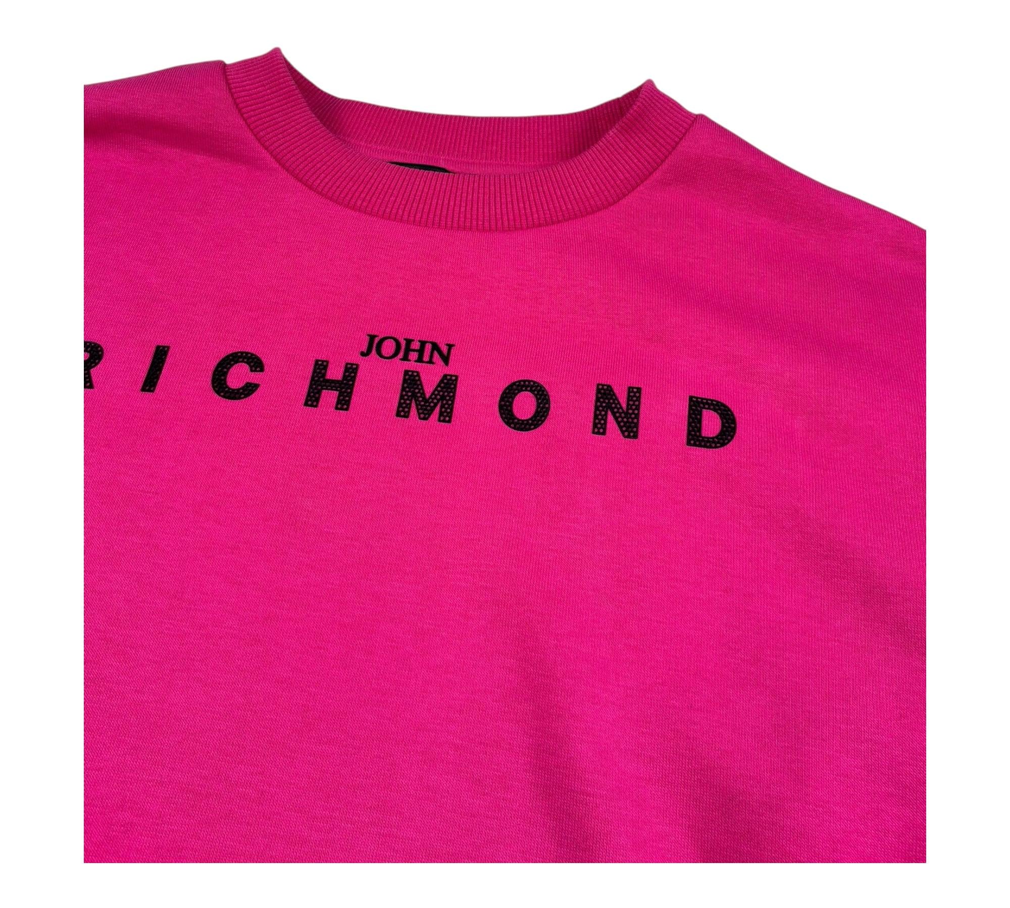 John Richmond Felpa Chiusa Girocollo Tinta Unita con Stampa per Bambina RGP26010FE FUXIA JOHN RICHMOND 