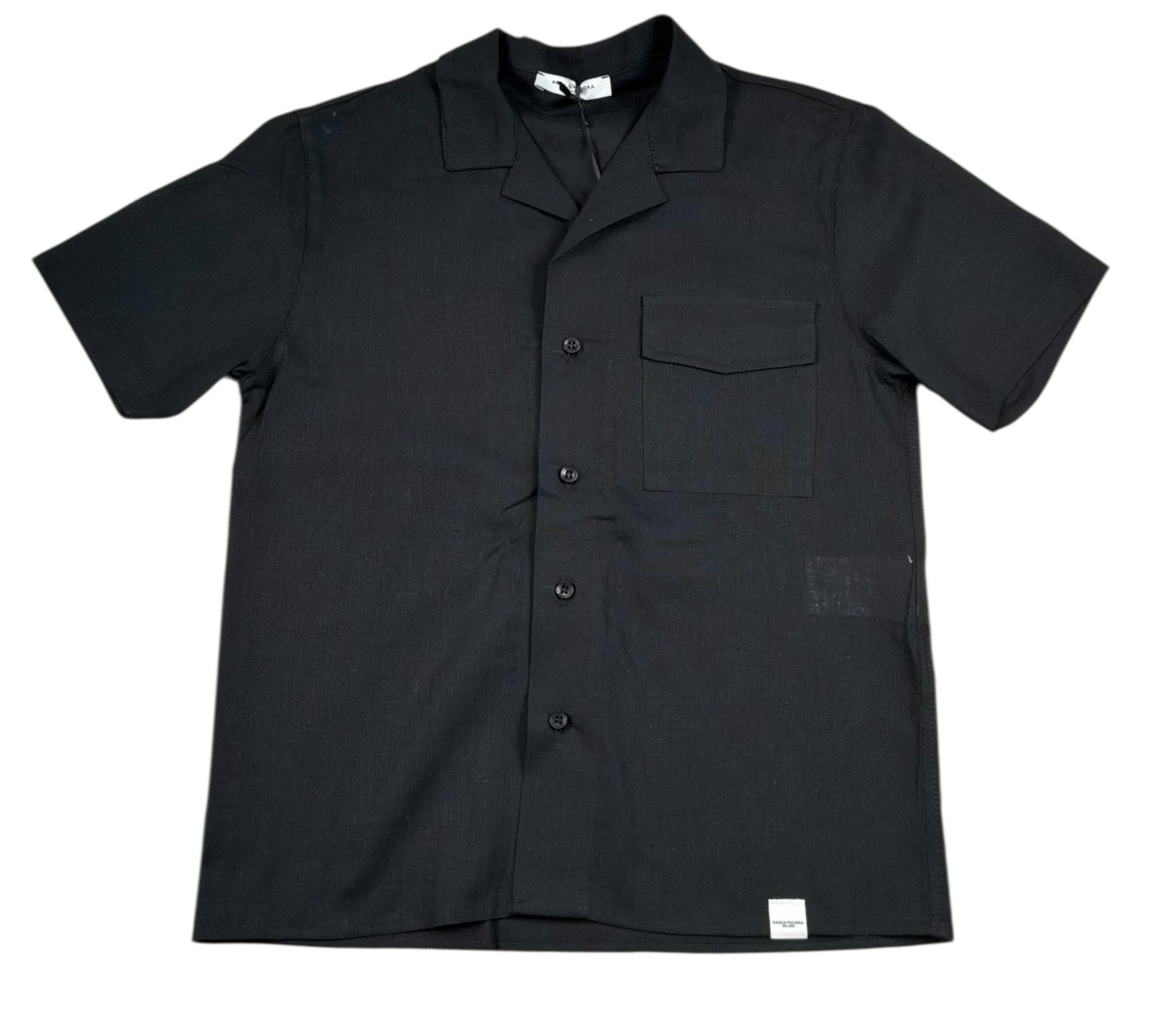 Paolo Pecora Camicia Mezza Manica Tinta Unita per Bambino PP4340 NERO PAOLO PECORA 