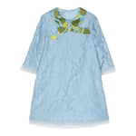 Mimisol Abito Tinta Unita Traforato con Ricami per Bambina MFAB63 AZZURRO MIMISOL 