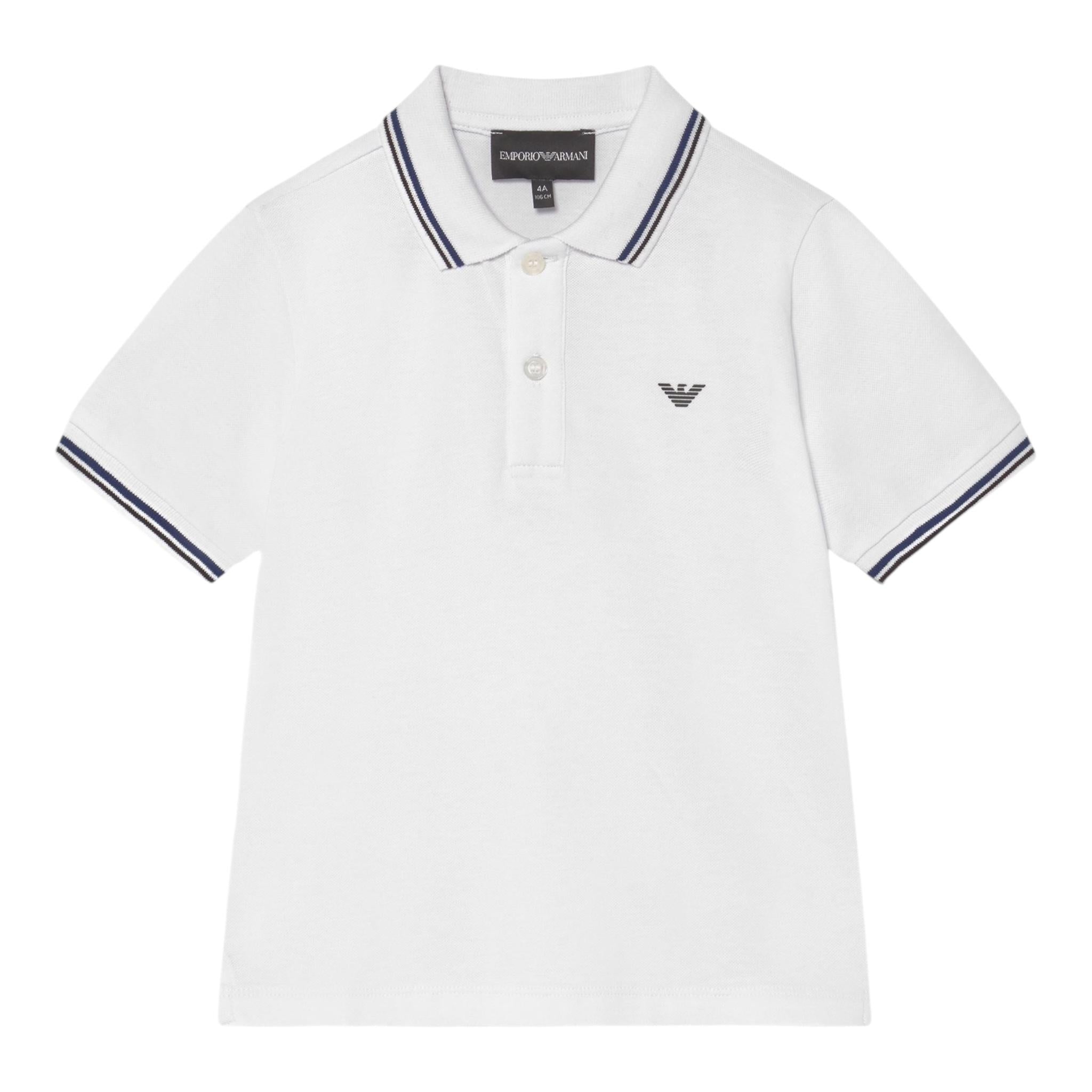 Emporio Armani Polo Mezza Manica Tinta Unita con Logo per Bambino 8N4F30 BIANCO EMPORIO ARMANI 