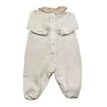 Barcellino Tutina Manica Lunga Tinta Unita con Ricami per Neonata 121007 BIANCO BARCELLINO 