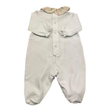 Barcellino Tutina Manica Lunga Tinta Unita con Ricami per Neonata 121007 BIANCO BARCELLINO 