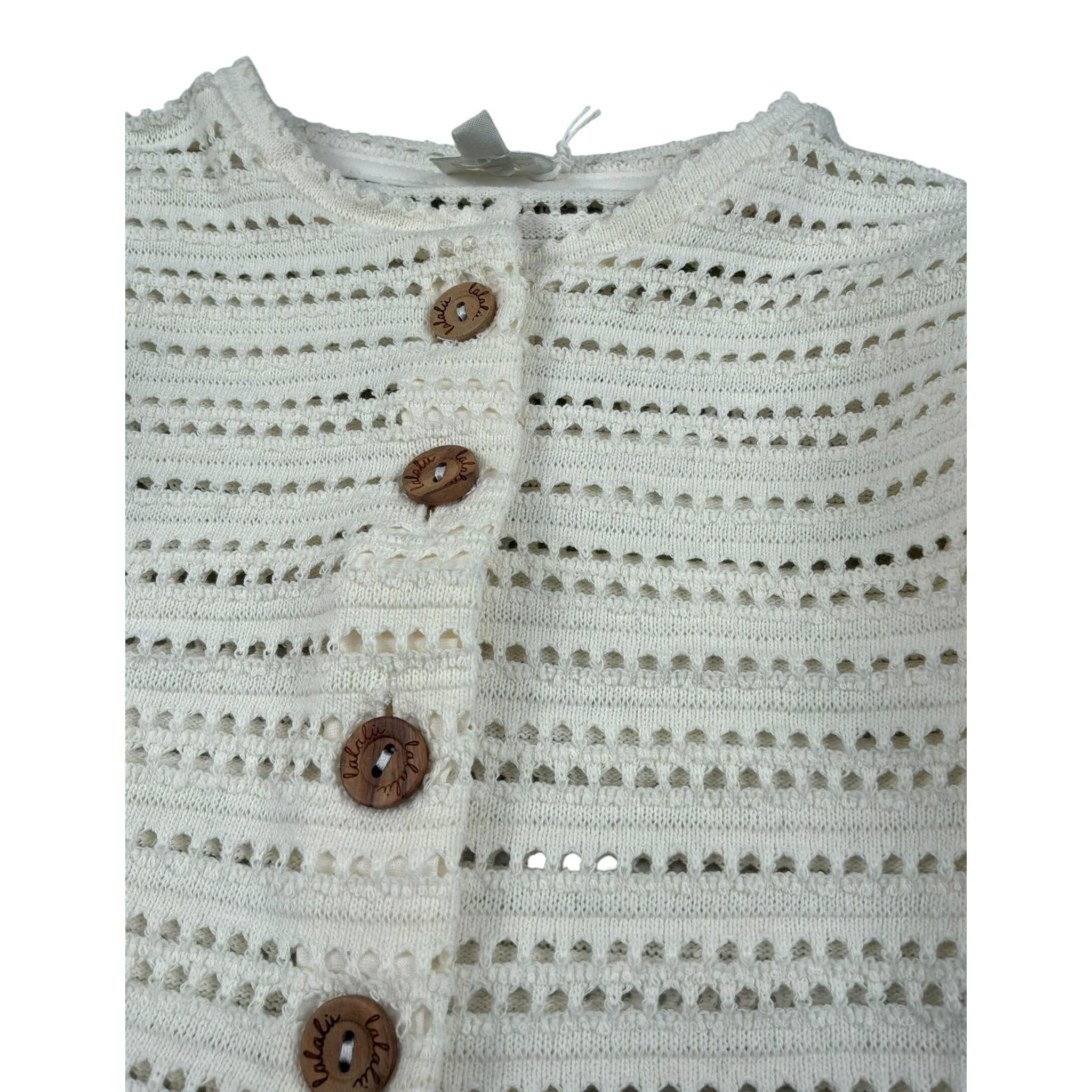 Lalalu' Cardigan In Maglia Traforato per Bambina MGL70MB PANNA LALALU' 