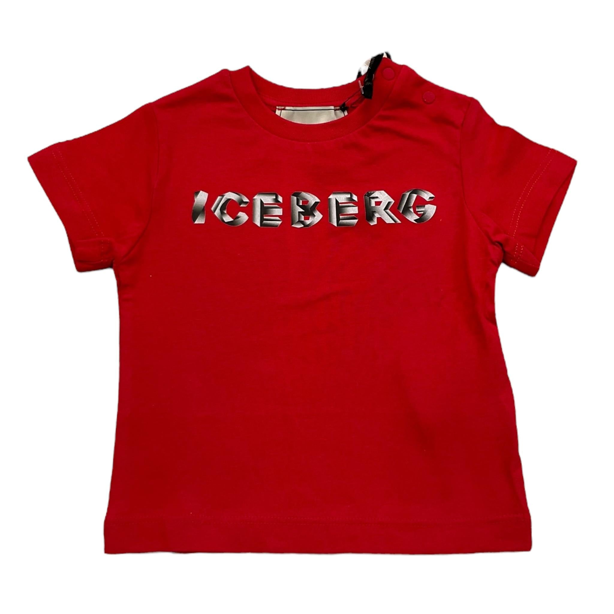 Iceberg T-Shirt Girocollo Tinta Unita con Logo per Neonato TISCE5108B ROSSO ICEBERG 