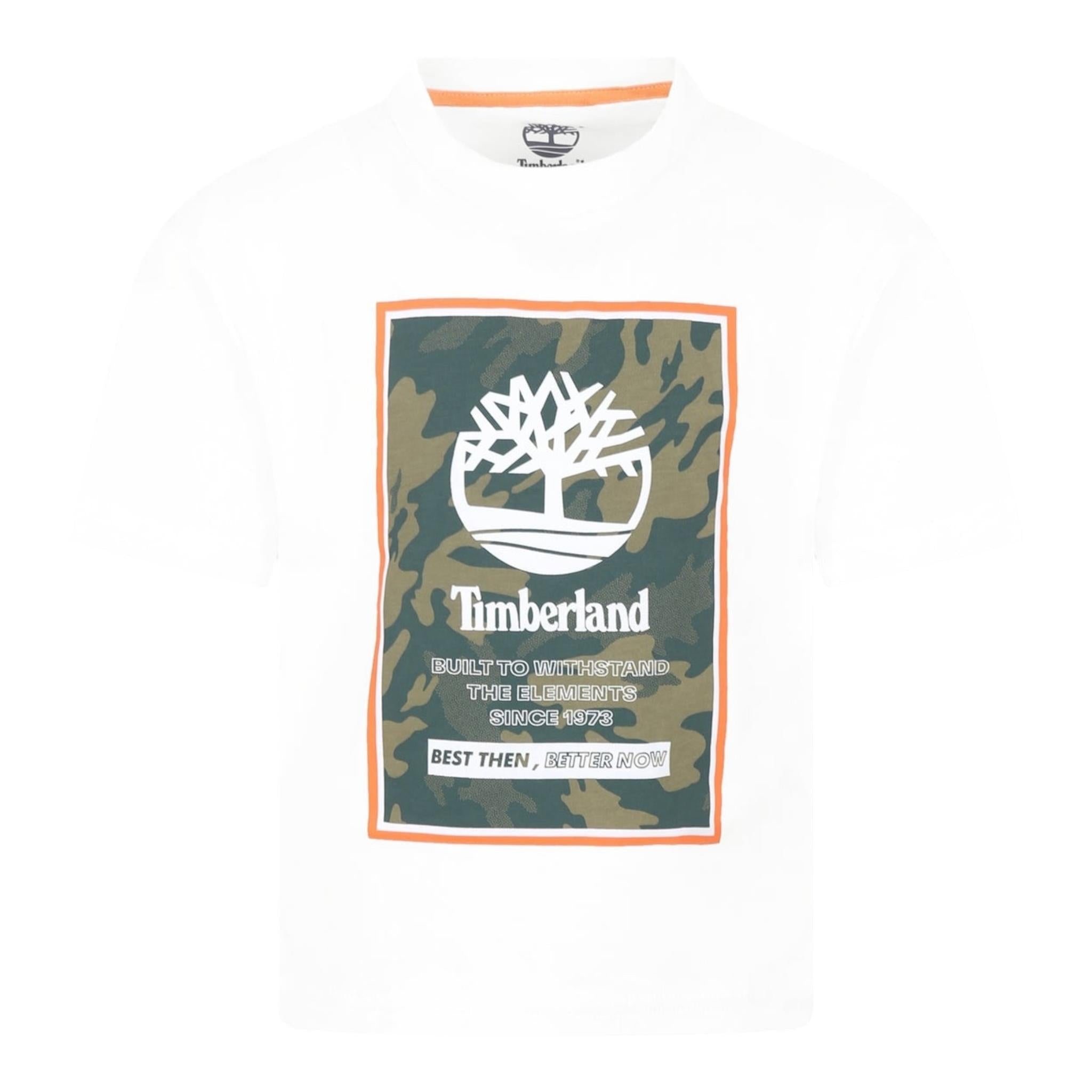 Timberland T-Shirt Girocollo Tinta Unita con Stampa per Bambino T60427 BIANCO TIMBERLAND 