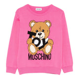 Moschino Maglia Girocollo Tinta Unita con Ricamo Orso per Bambina HYW00J ROSA MOSCHINO 