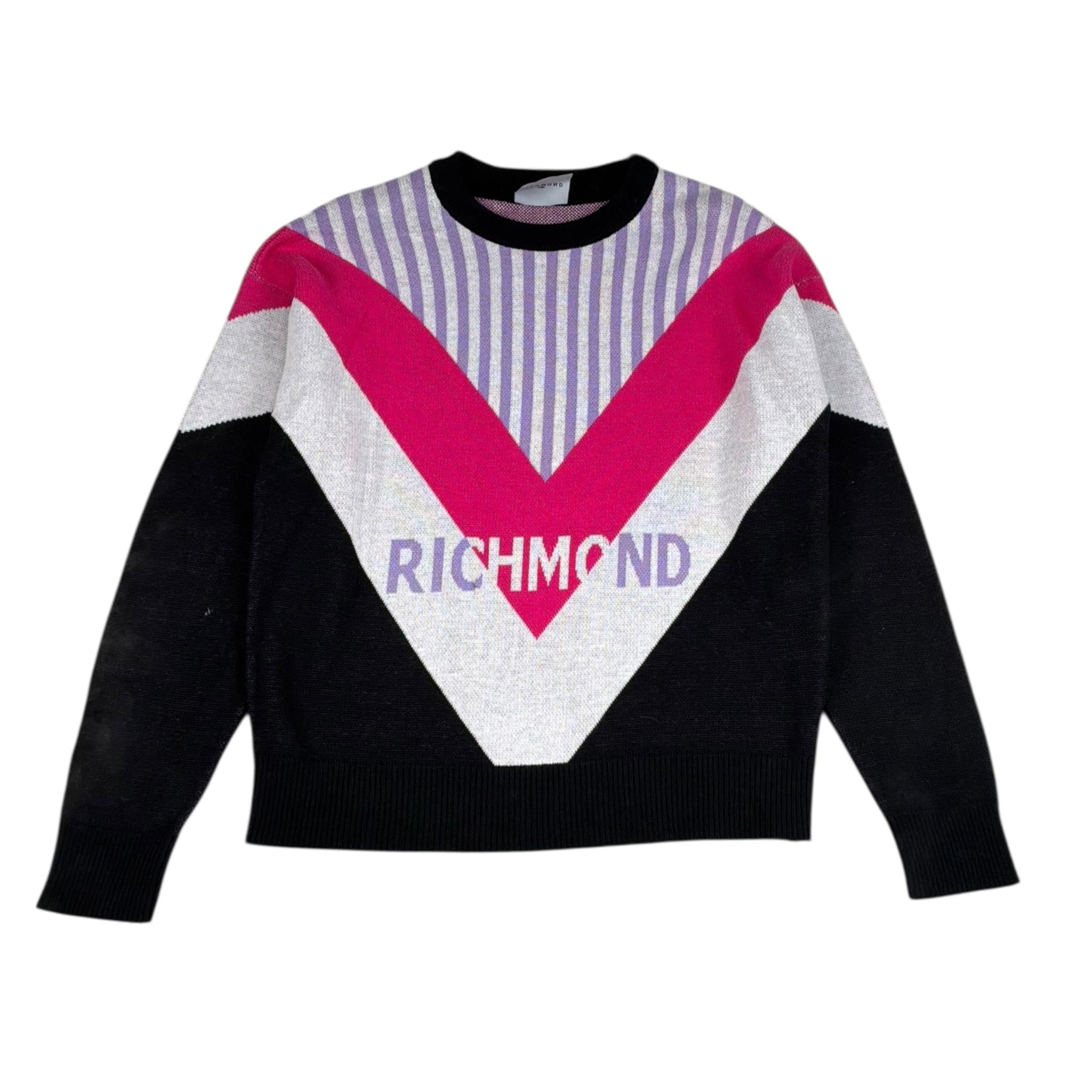 John Richmond Maglia Tinta Unita con Fantasia per Bambina RGP26160MA NERO JOHN RICHMOND 