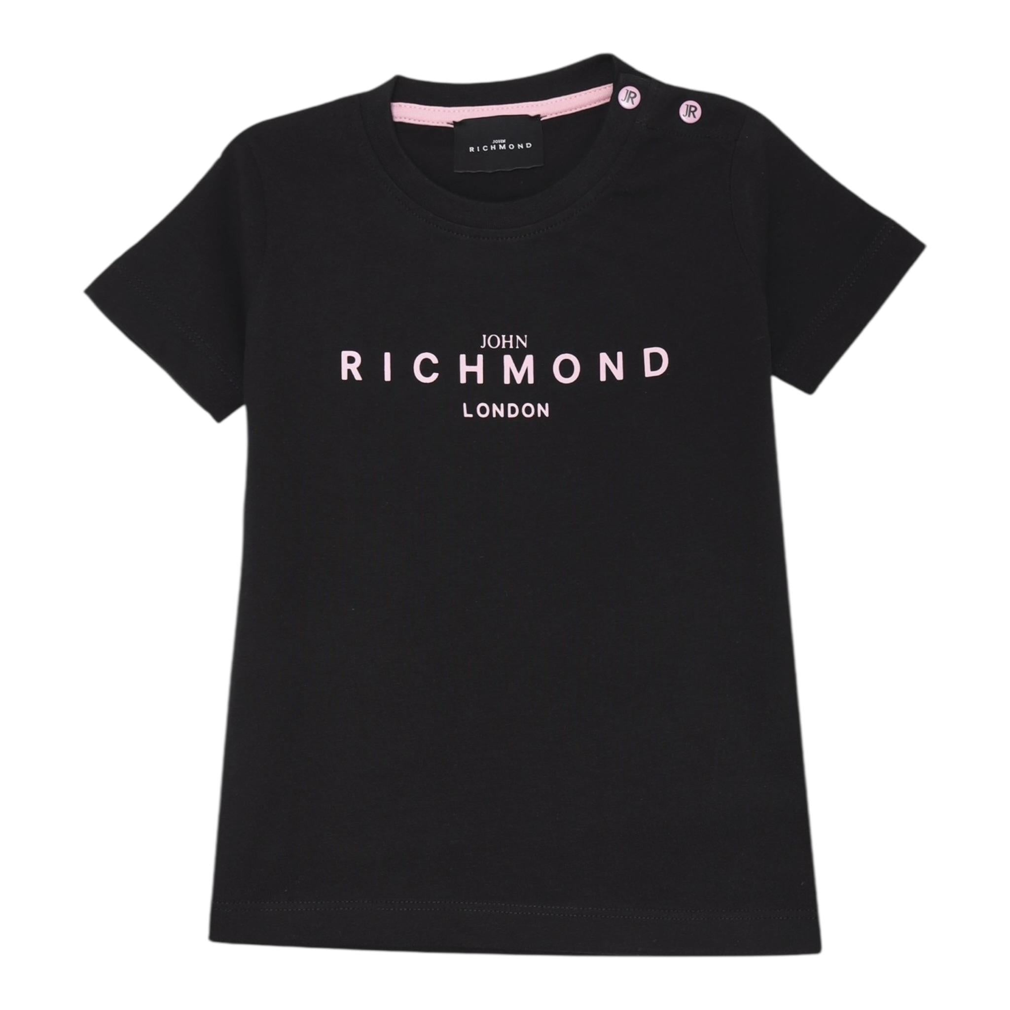 John Richmond T-Shirt Girocollo Tinta Unita con Stampa per Bambina RGP25002TSX NERO JOHN RICHMOND 