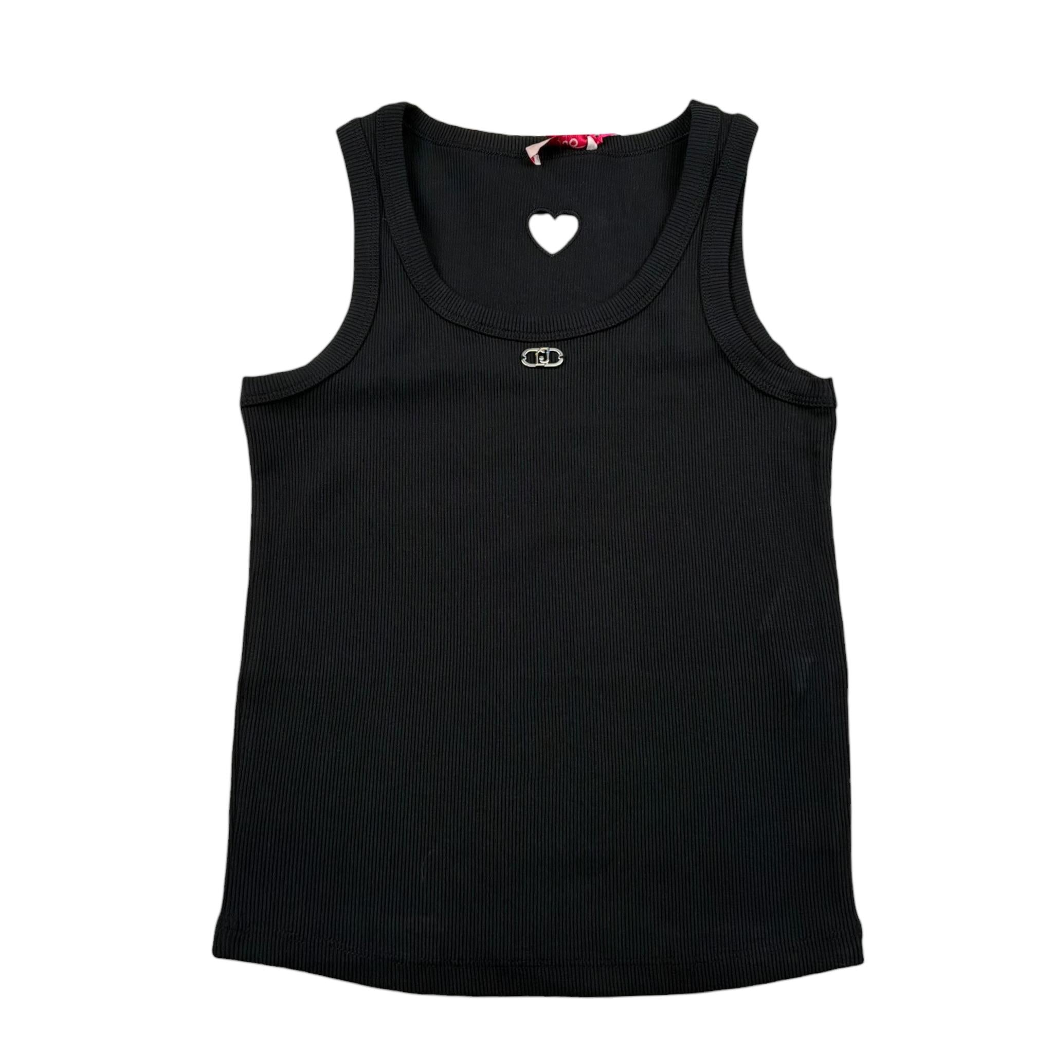 Liu Jo Canotta Tinta Unita con Traforo A Forma di Cuore per Bambina GA5199XXX NERO LIU JO 
