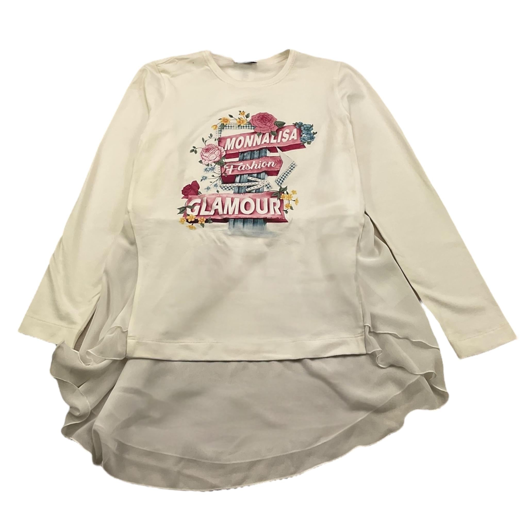 MONNALISA shirt tinta unita con stampa in contrast Panna per Bambina THMNN PANNA MONNALISA 