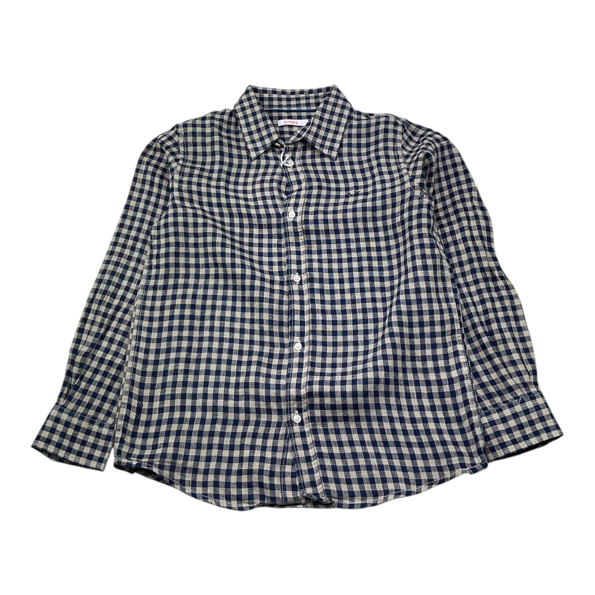 Sun68 Camicia Tinta Unita con Fantasia A Quadri per Bambino CPS35310 BLU SUN68 