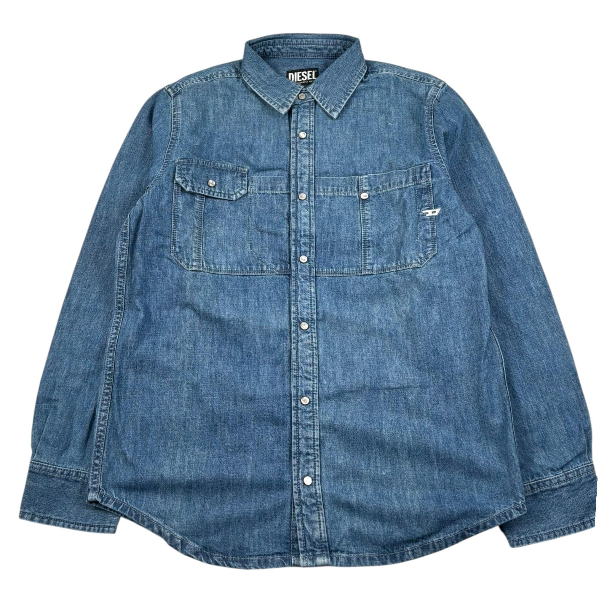 Diesel Camicia Manica Lunga Tinta Unita In Denim per Bambino J00514 BLU DIESEL 