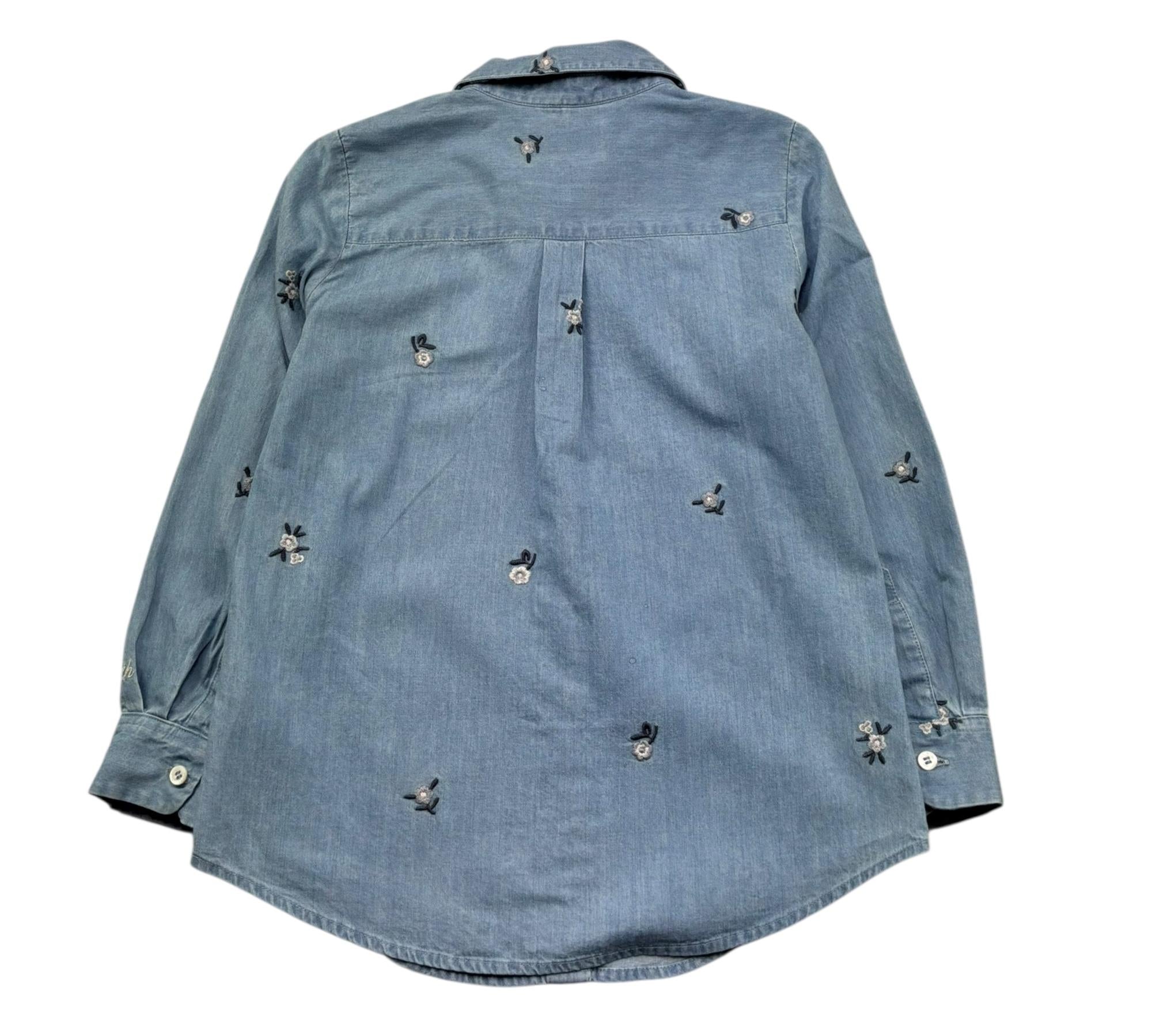 Saint Barth Camicia Manica Lunga Tinta Unita con Ricami per Bambina BRIG AZZURRO SAINT BARTH 