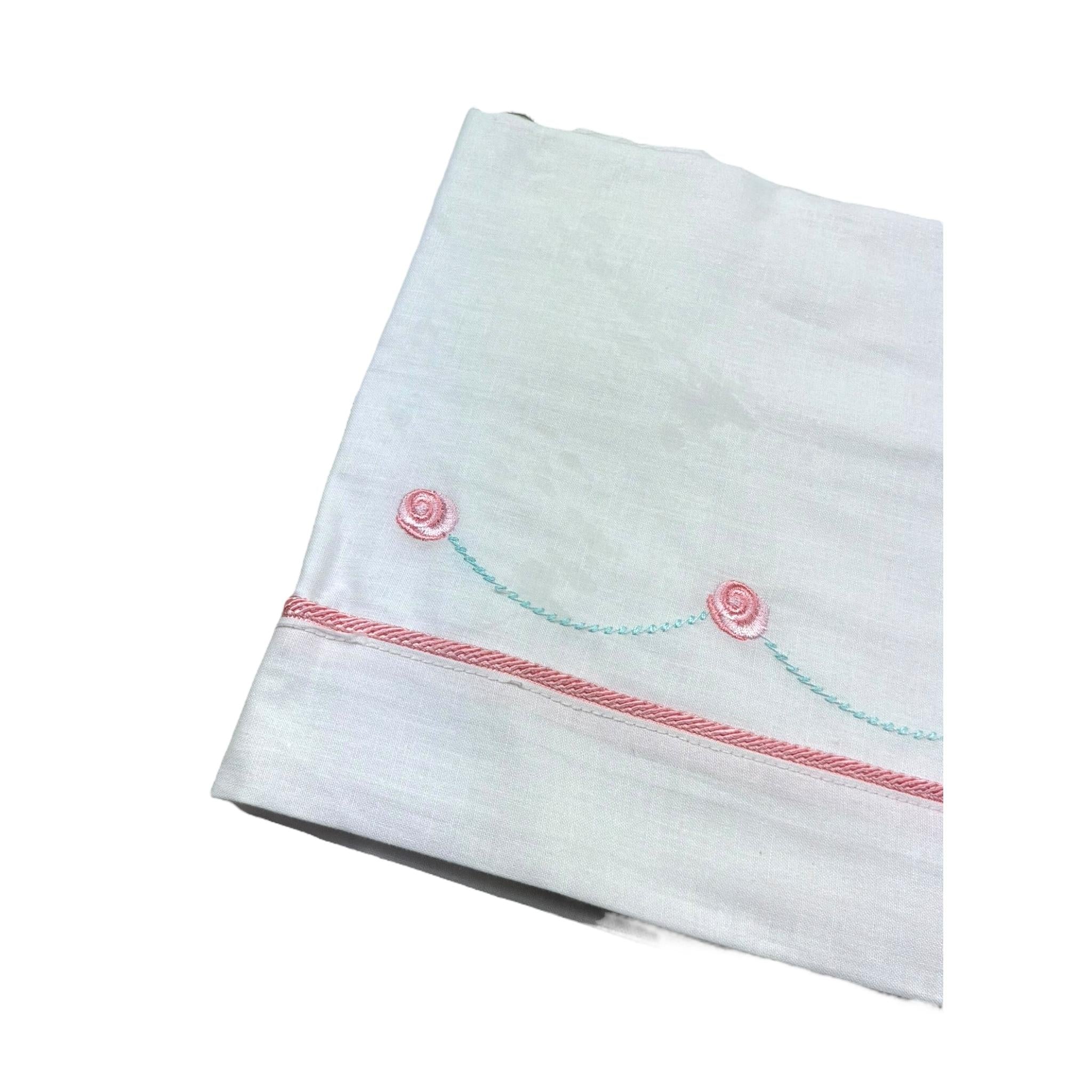 Isabel & Martinez Lenzuola Tinta Unita con Ricami per Neonata IM25N421 BIANCO ISABEL & MARTINEZ 