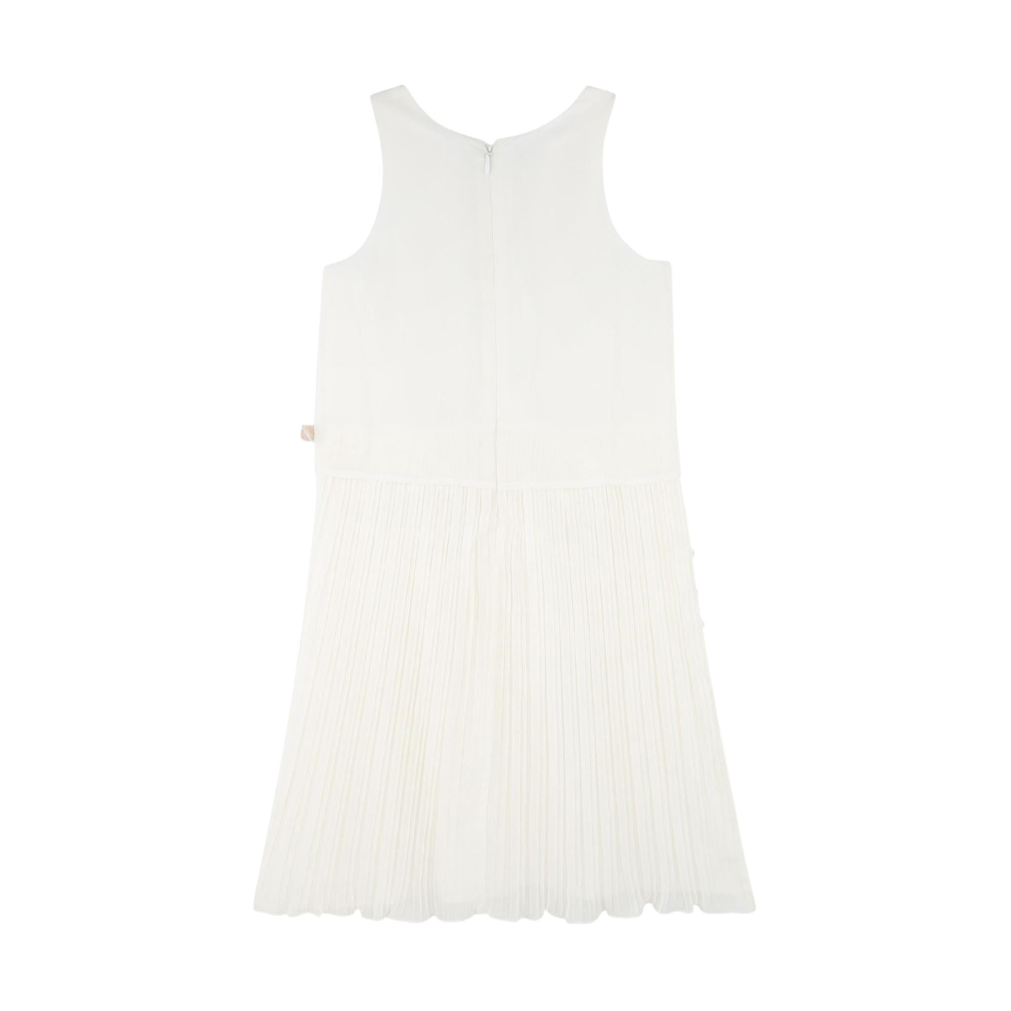 Billieblush Abito Tinta Unita con Fiori Giromanica per Neonata U21132 BIANCO BillIEBLUSH 