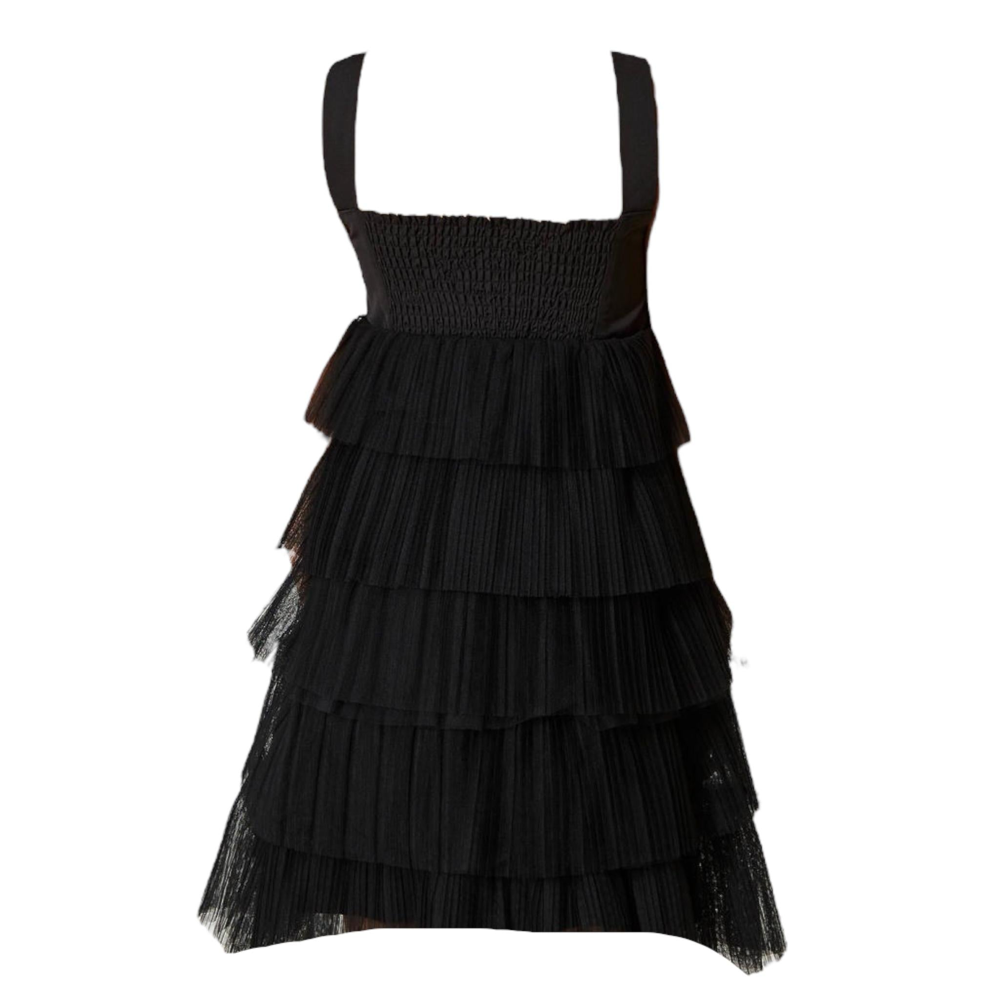 Twinset Abito Tinta Unita Giromanica con Tulle per Bambina 231GJ2A90 NERO TWINSET 