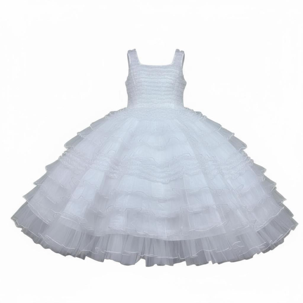 Monnalisa Abito Cerimonia Tinta Unita Giromanica per Bambina 797900 BIANCO MONNALISA 