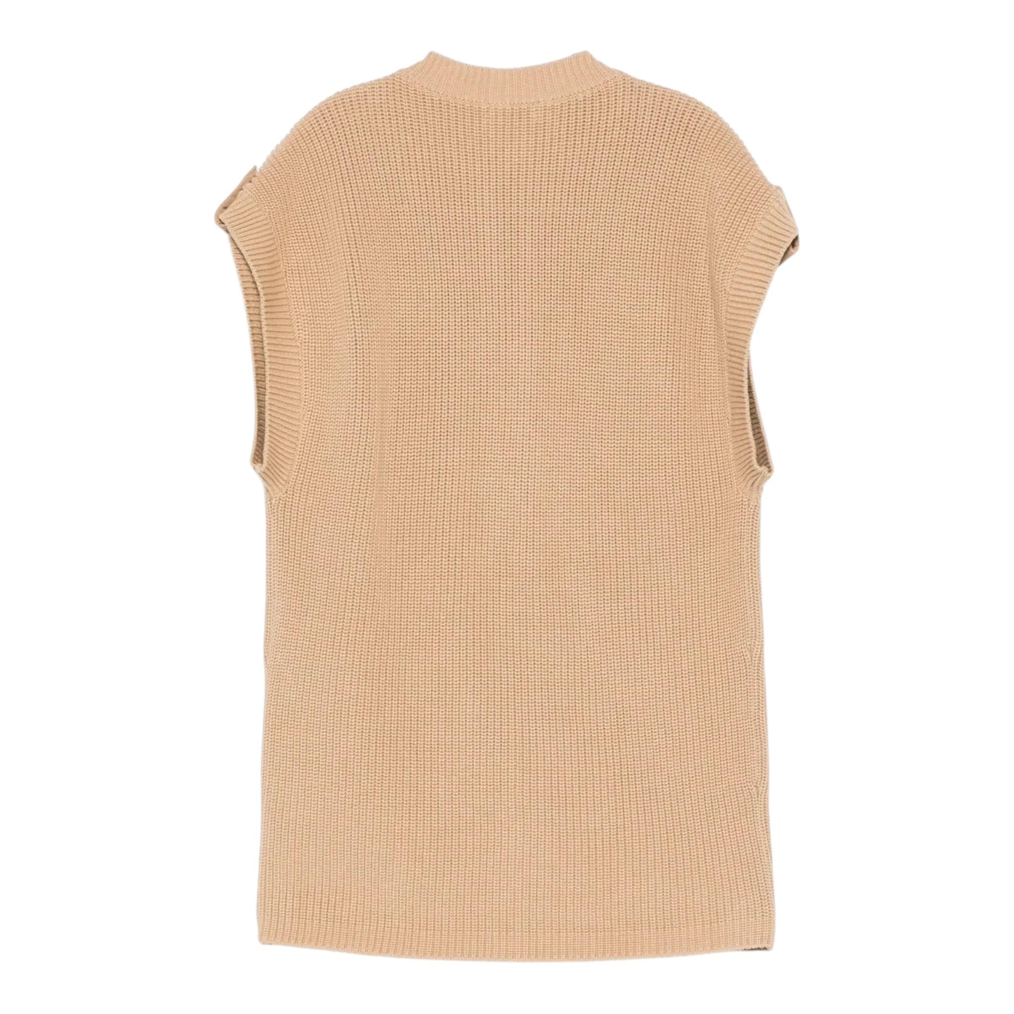 Pinko Gilet In Maglia Girocollo Tinta Unita per Bambina KFMA002 SABBIA PINKO 