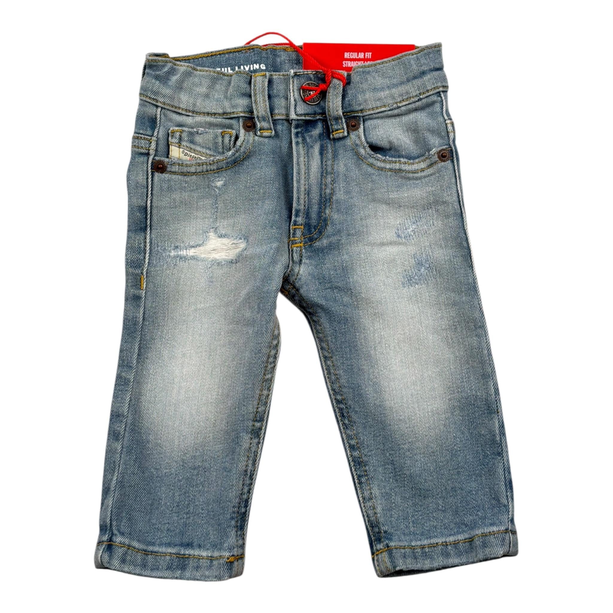 Diesel Jeans Tinta Unita con Girovita Regolabile per Neonato K00238 AZZURRO DIESEL 