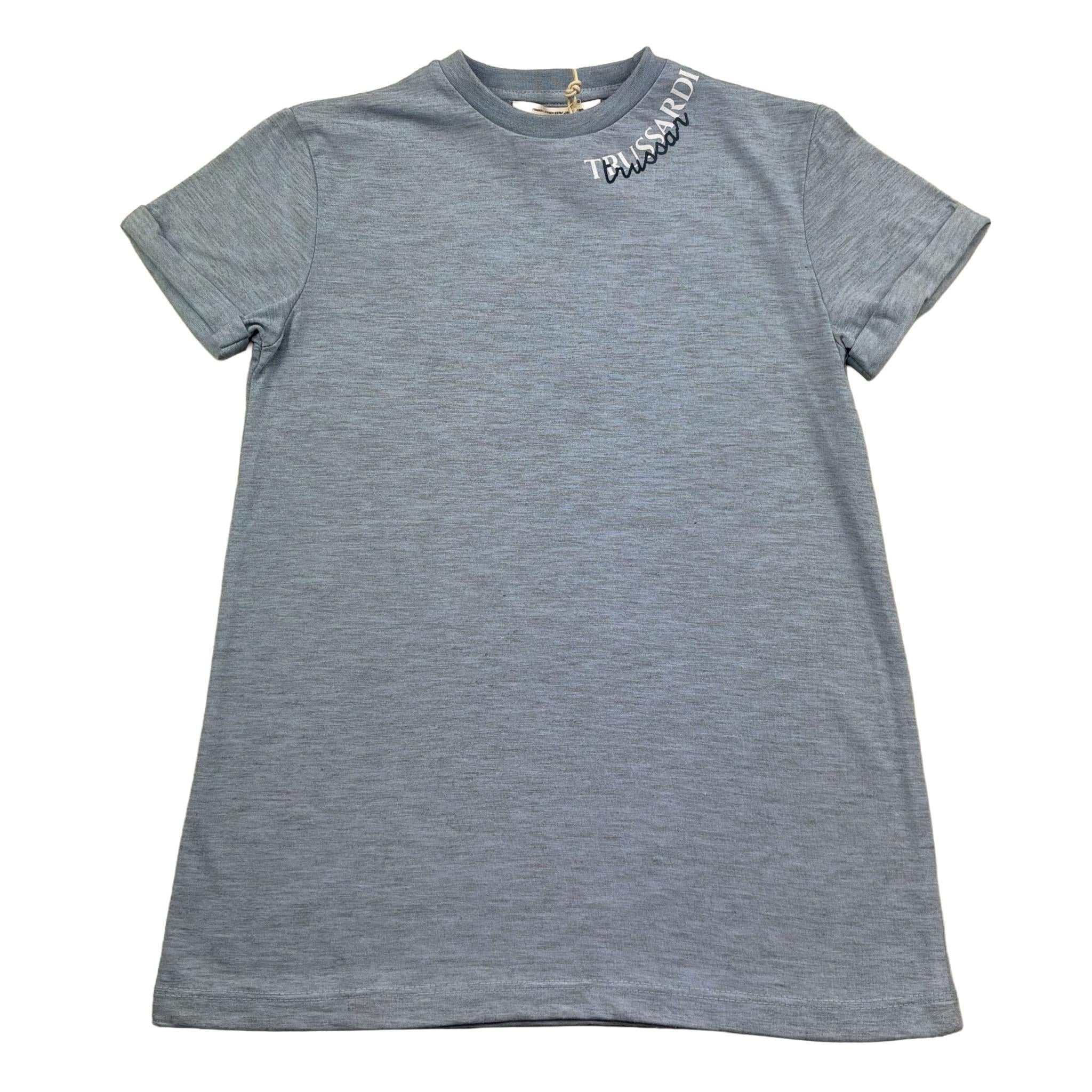 Trussardi T-Shirt Girocollo Tinta Unita con Logo per Bambino TGP26033TS AZZURRO TRUSSARDI 