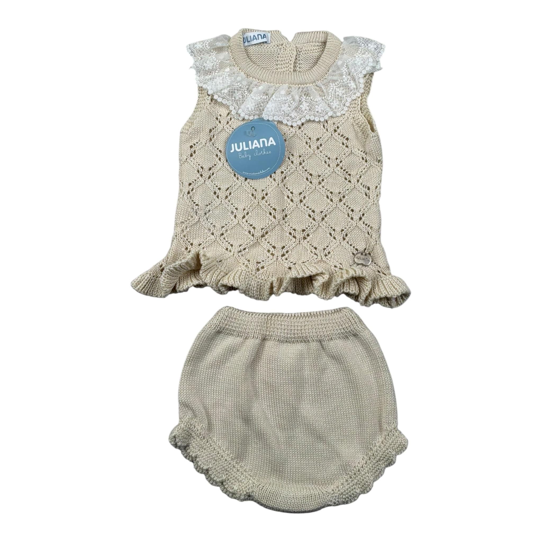 Juliana Completo 2 Pezzi Maglia-Culotte tinta unita Beige per Neonata 25075X BEIGE JULIANA 
